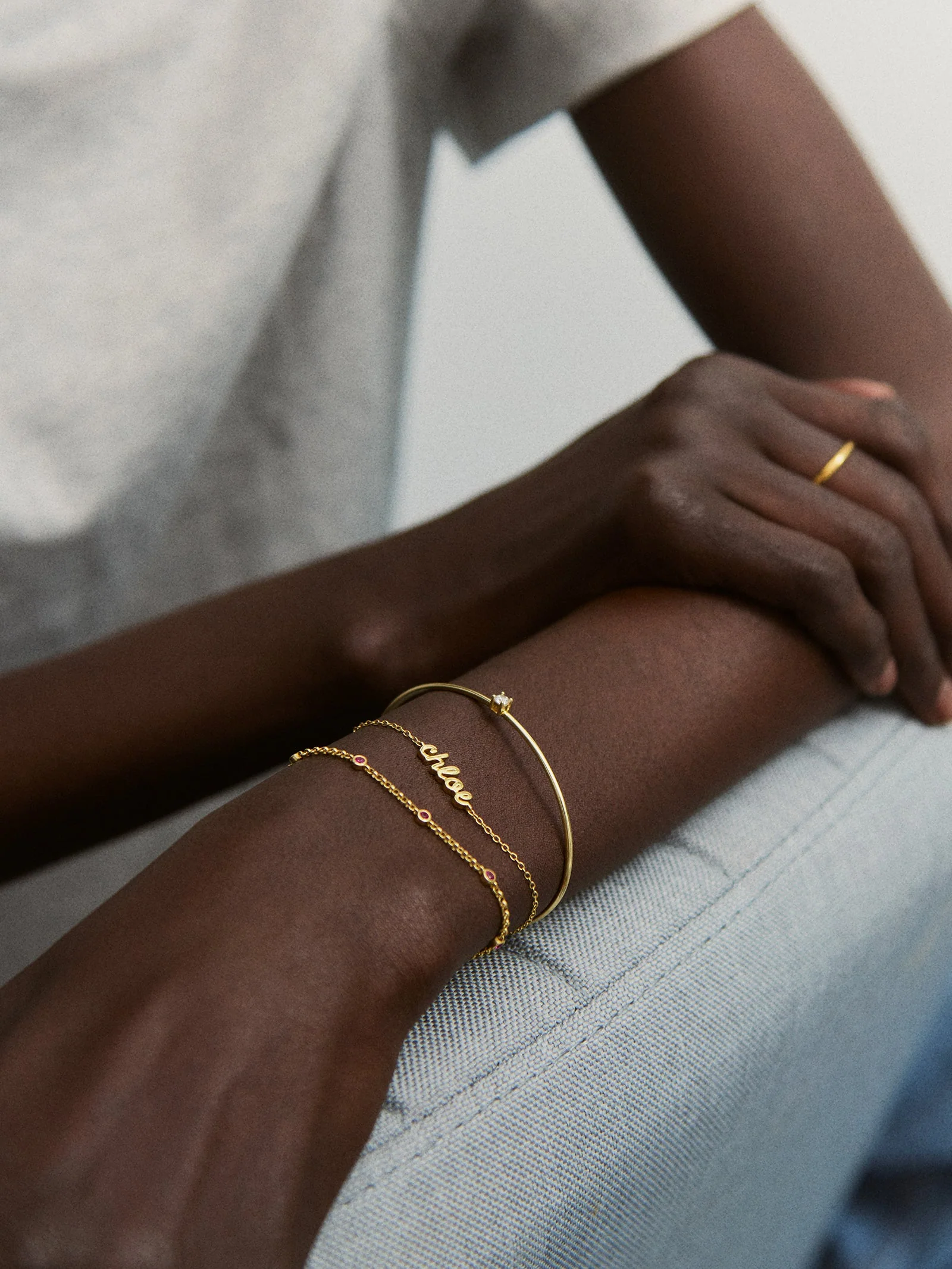 Valentina 14K Gold Cuff Bracelet - Gold Cuff, Round Stone