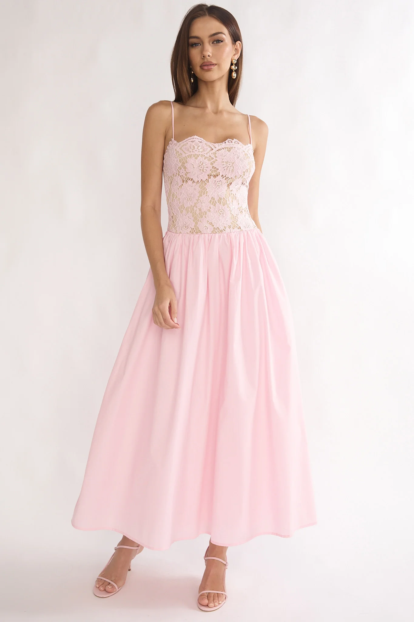She's A Lady Lace Bodice Maxi Dress Pink