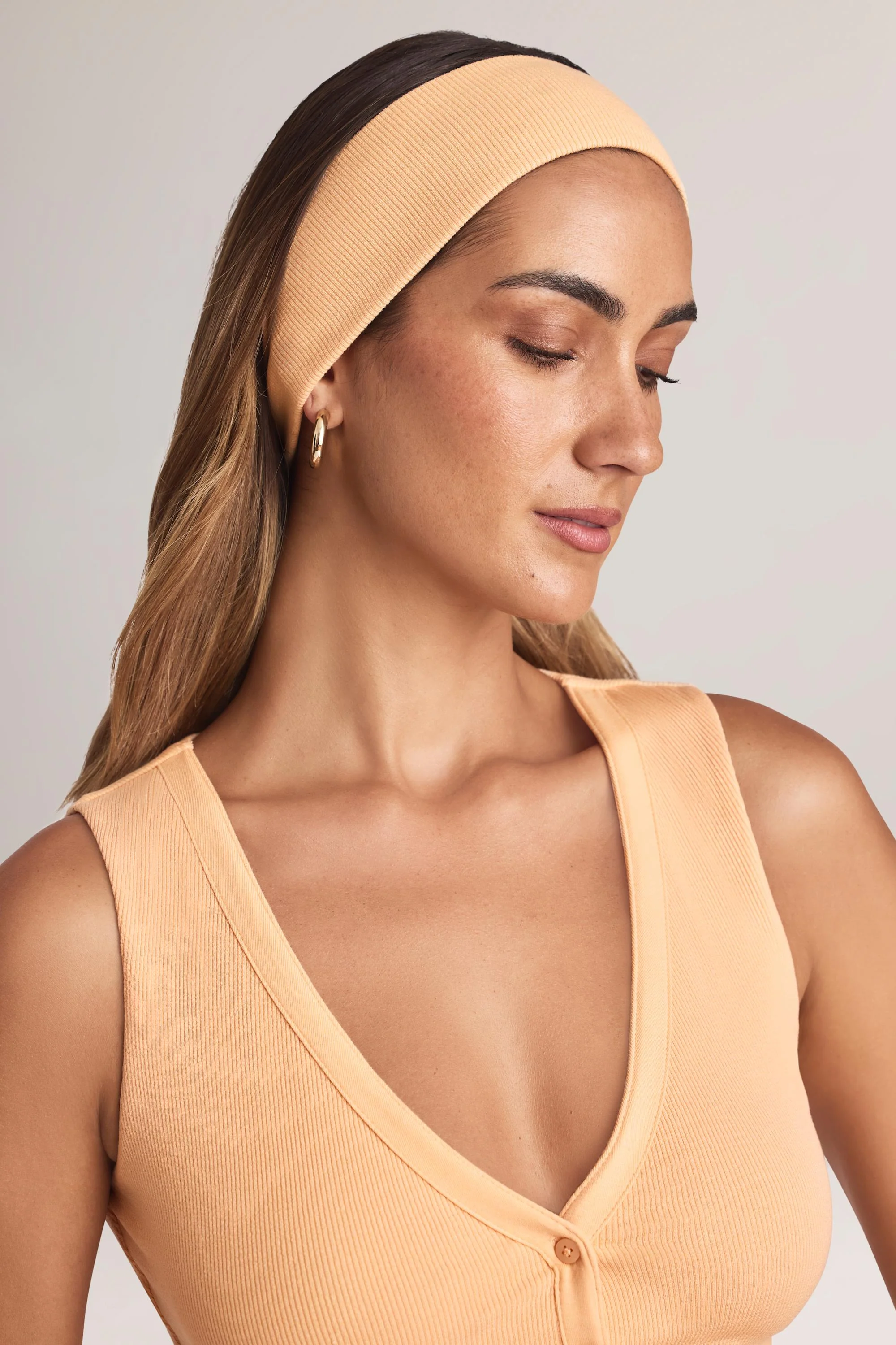 Modal Ribbed Headband in Peach