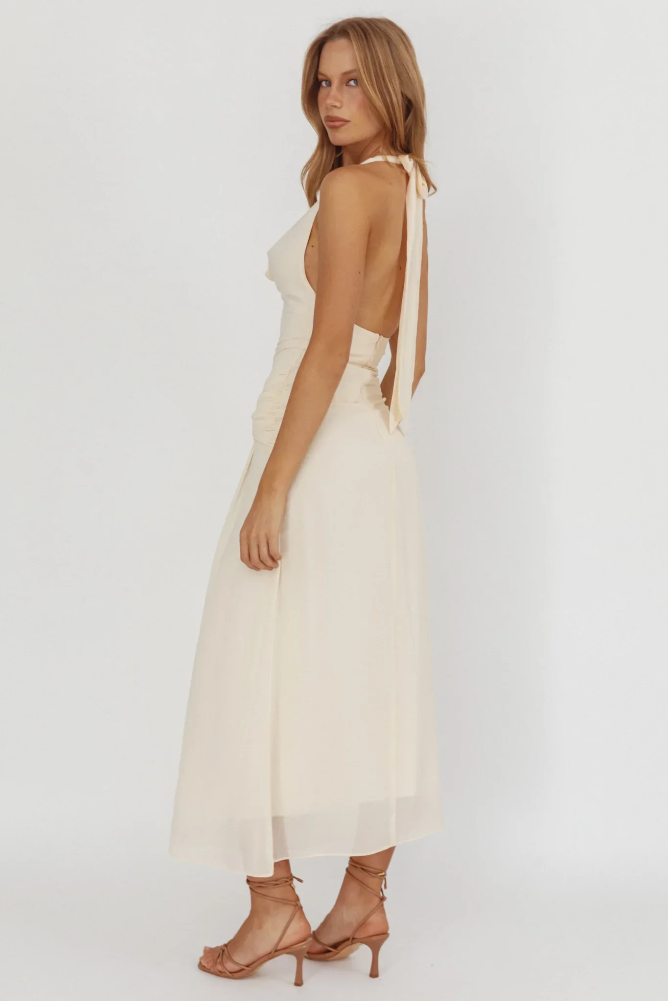 Maretha Cowl Halterneck Maxi Dress Butter