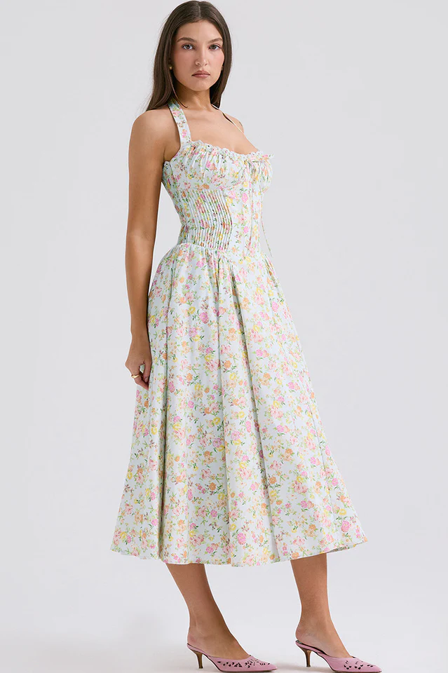 Adabella Cotton Halter Midi Sundress
