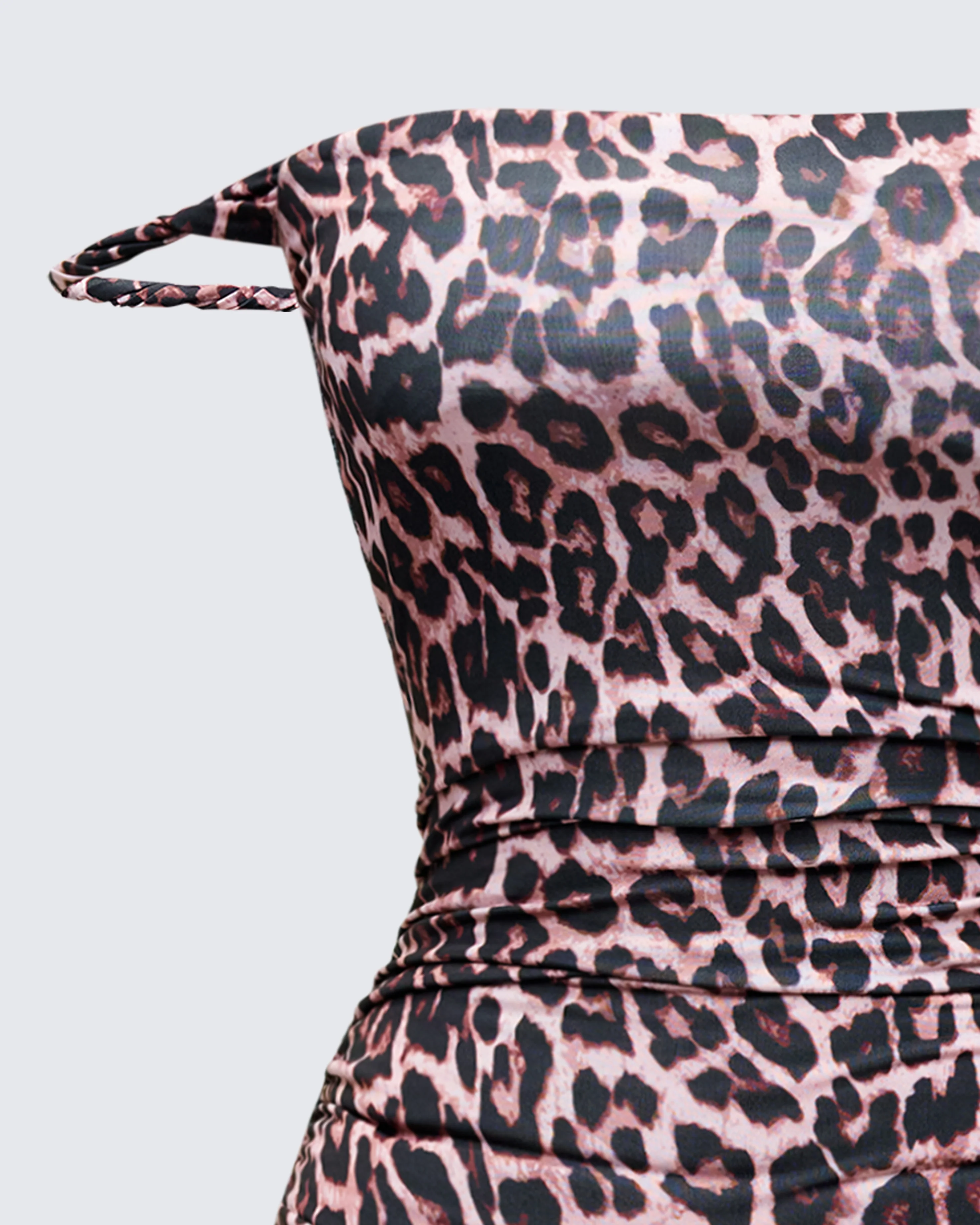 Lois Leopard Print Twist Strap Mini Dress