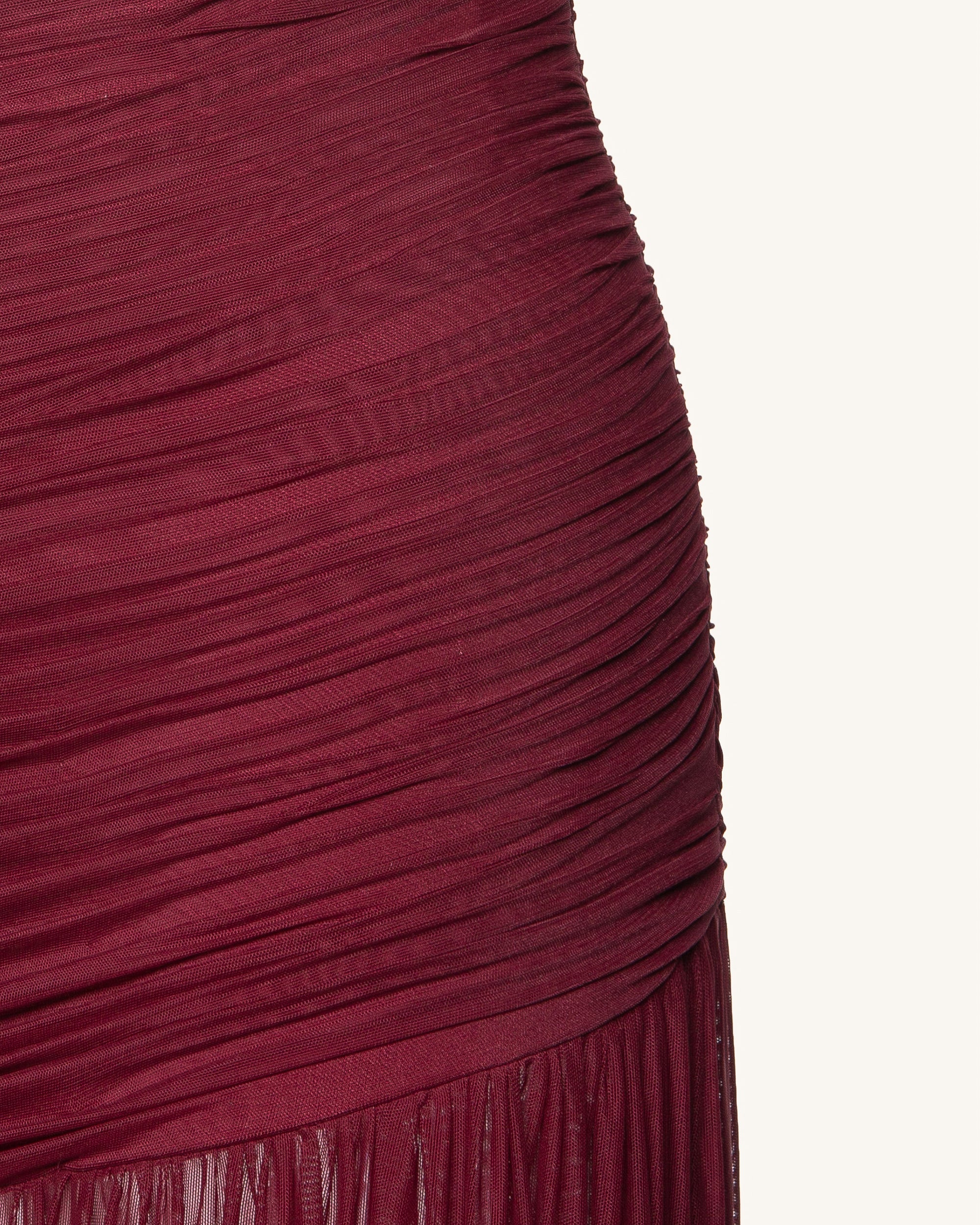 Mia Pleated Mesh Dress - Burgundy - FASHION NOB