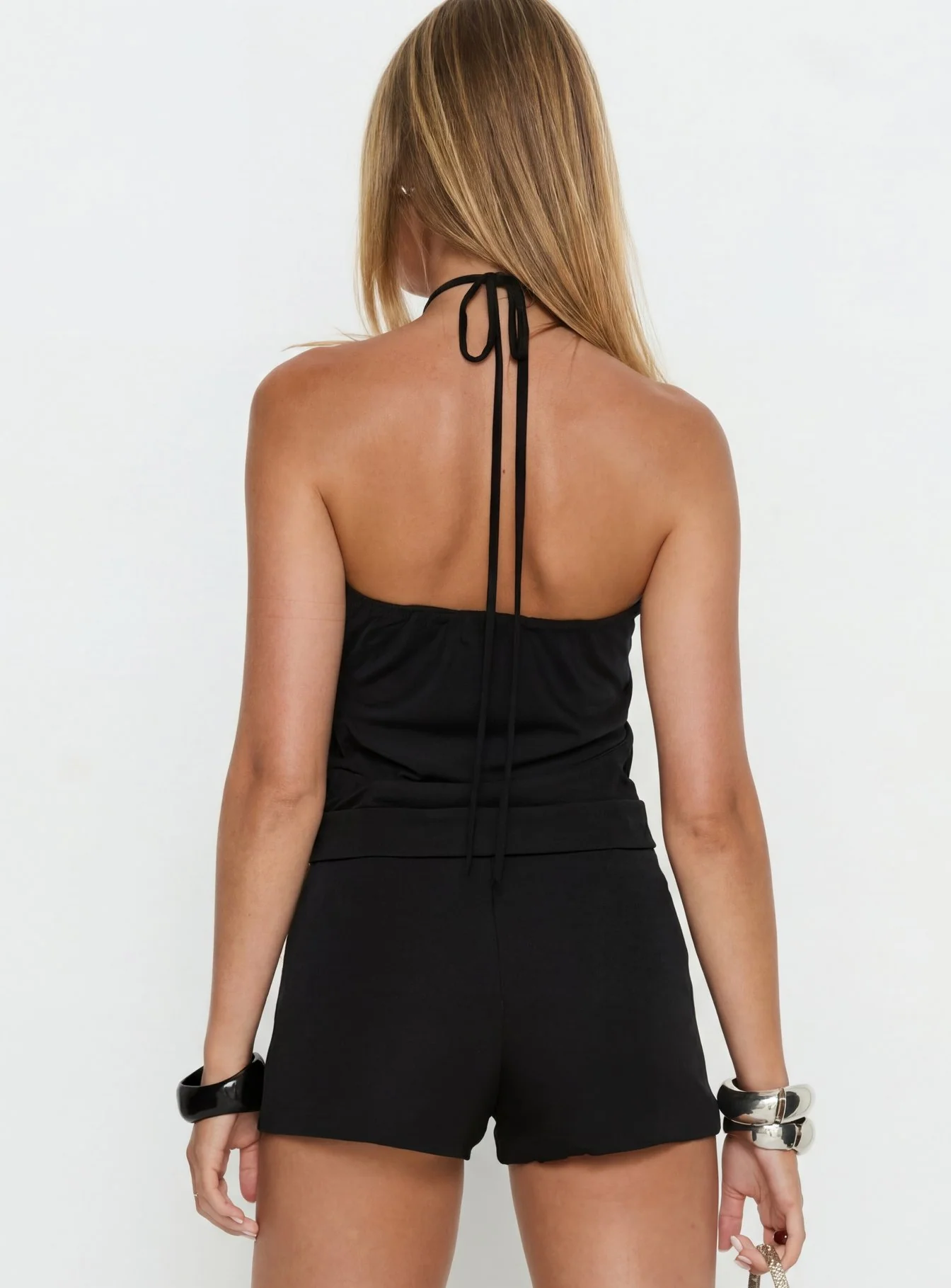 Hedlea Draped Ring Detail Top Black