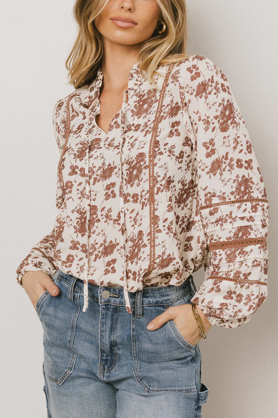 Imann Floral Blouse in Rust