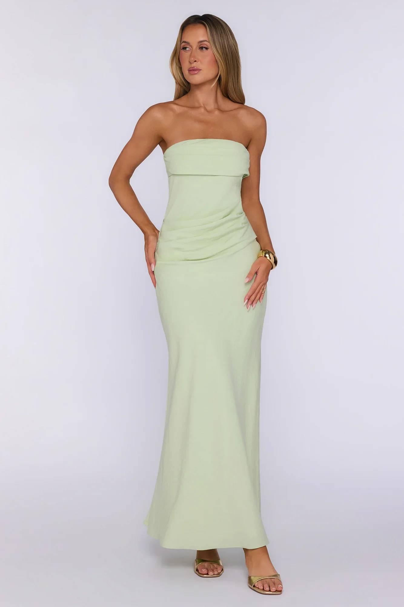 Better Energy Strapless Maxi Dress Light Green