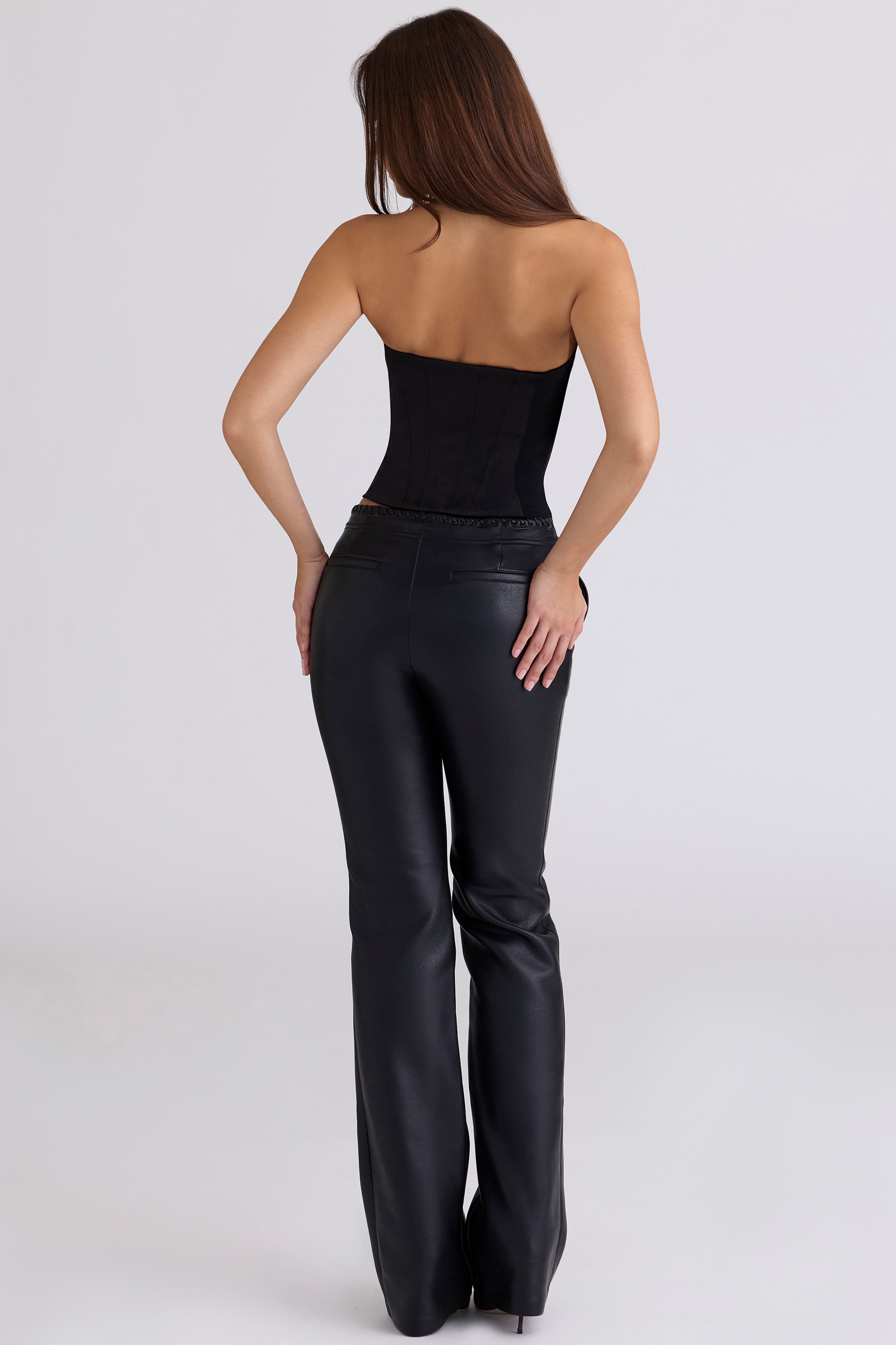 Black Vegan Leather Trousers