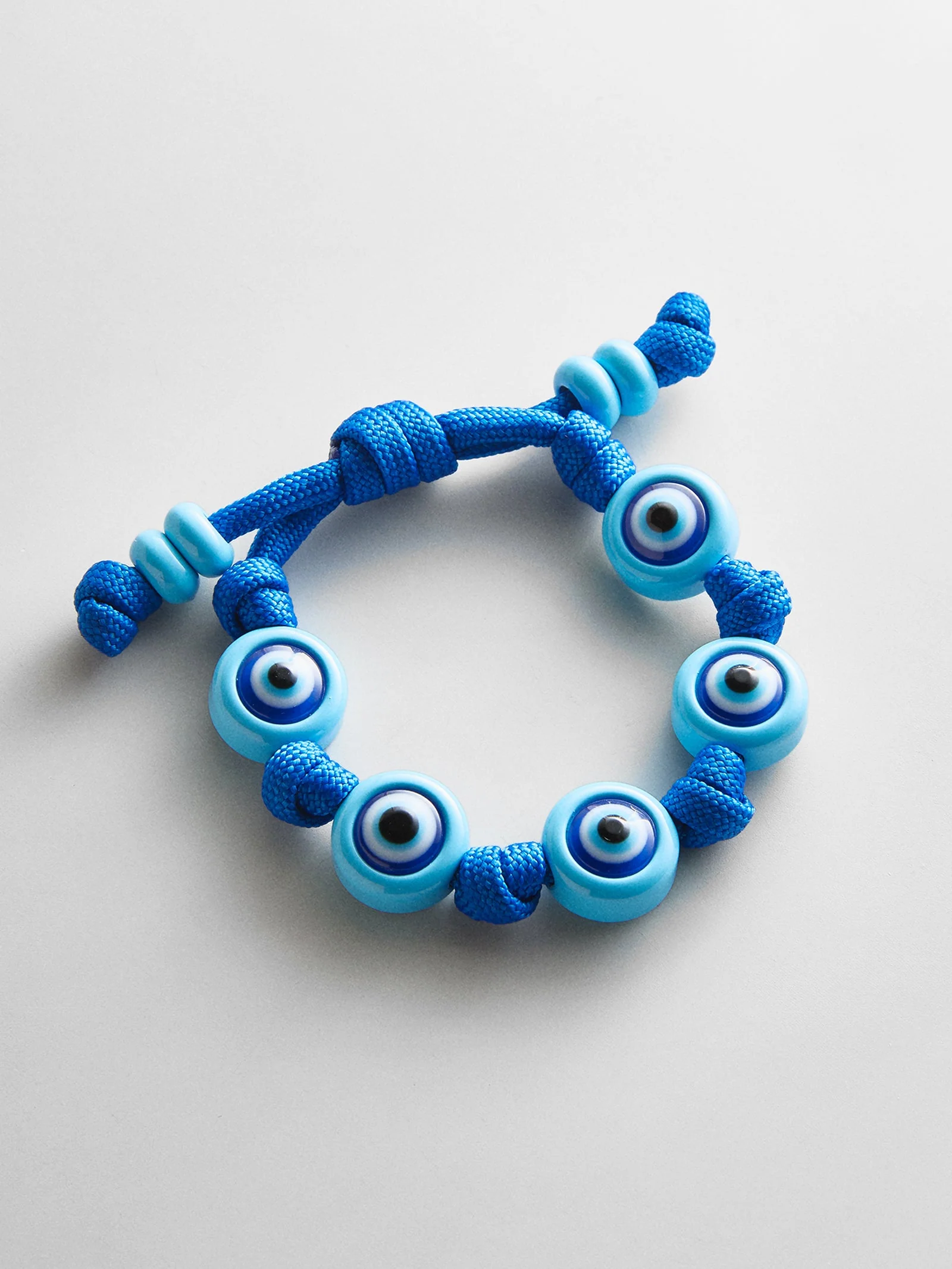 Knotty Good Eye Cord Bracelet  - Aqua