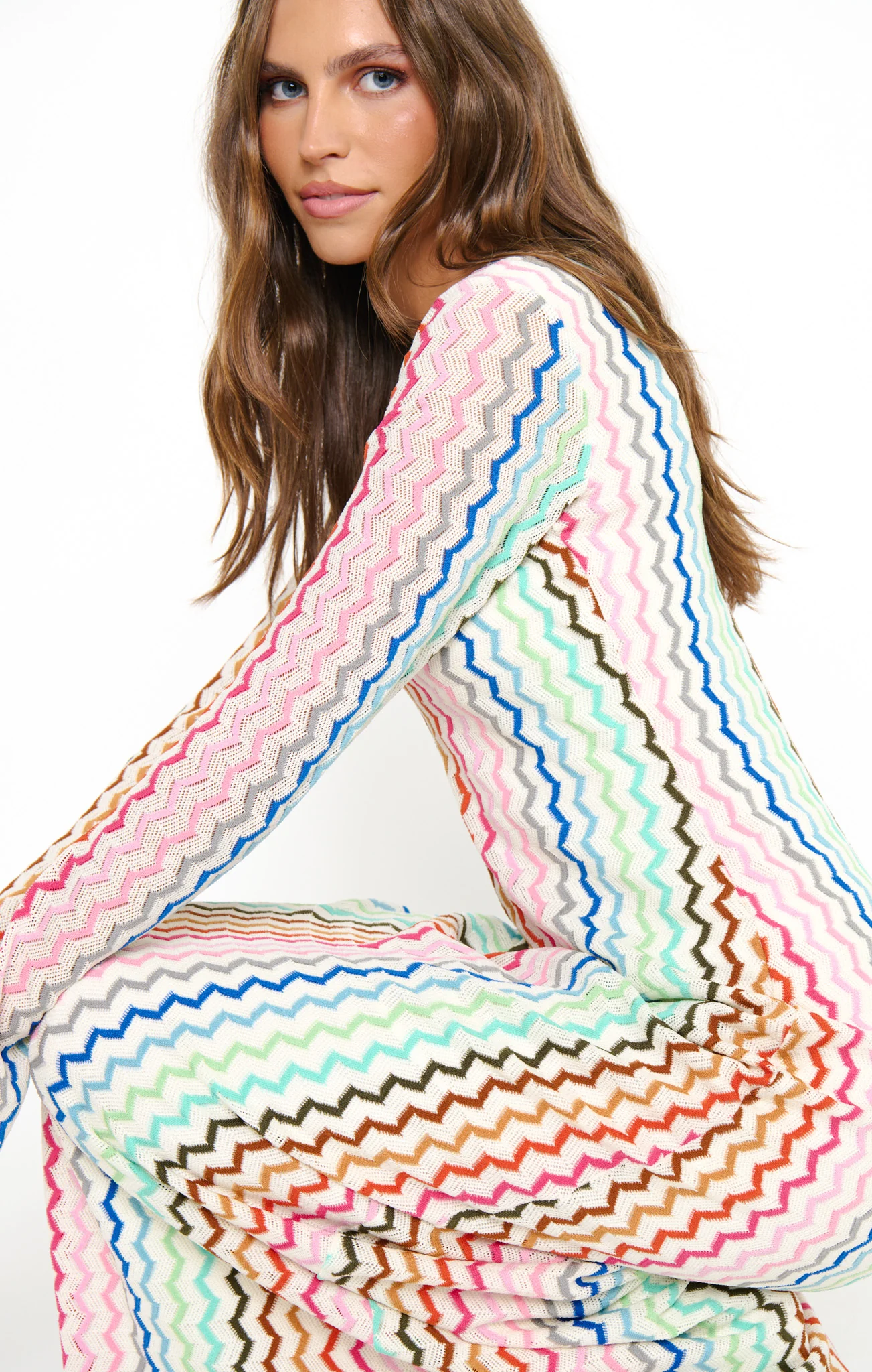 Lopez Maxi Dress ~ Rainbow Zigzag Crochet