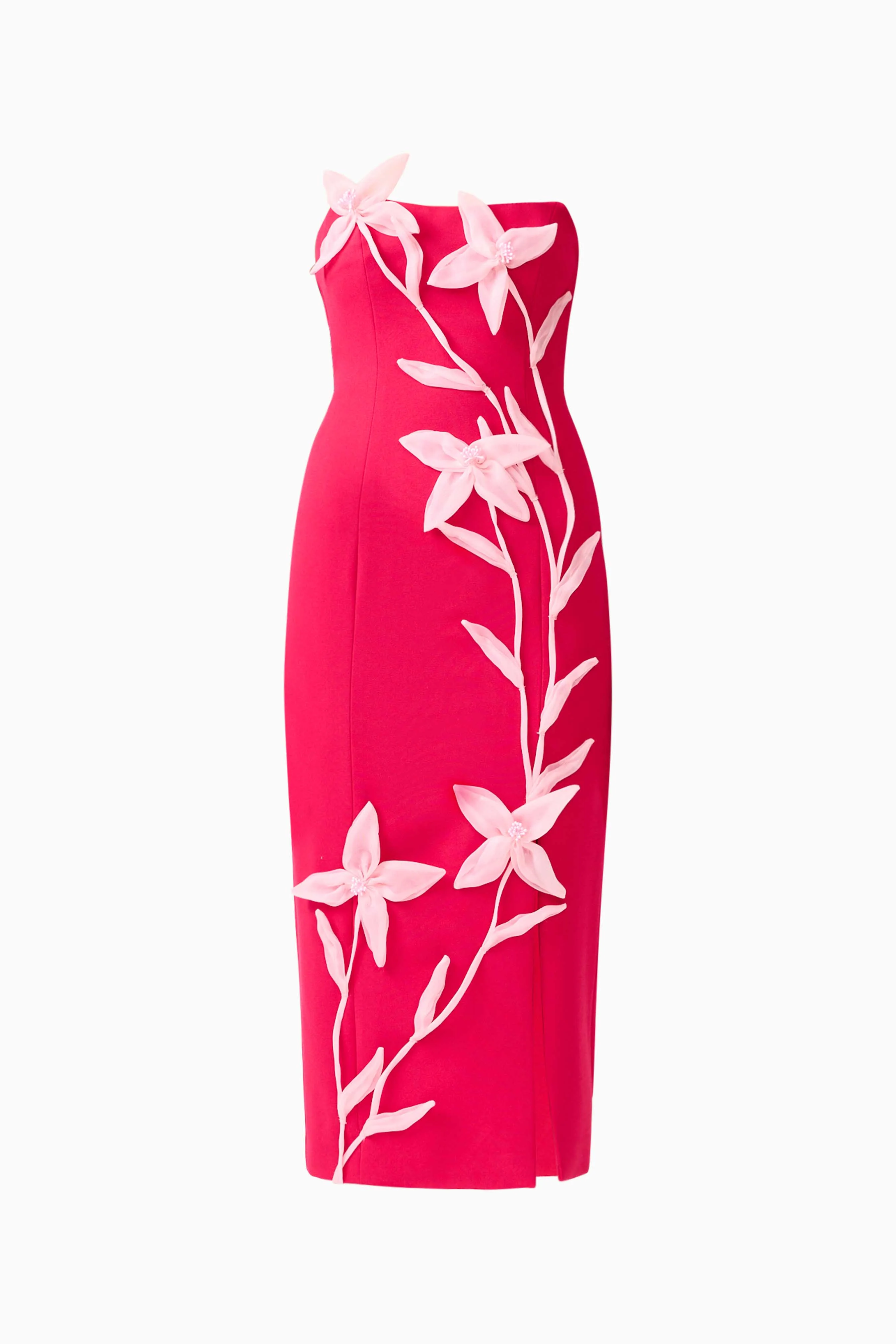 Ilaria Strapless Midi Dress in Red