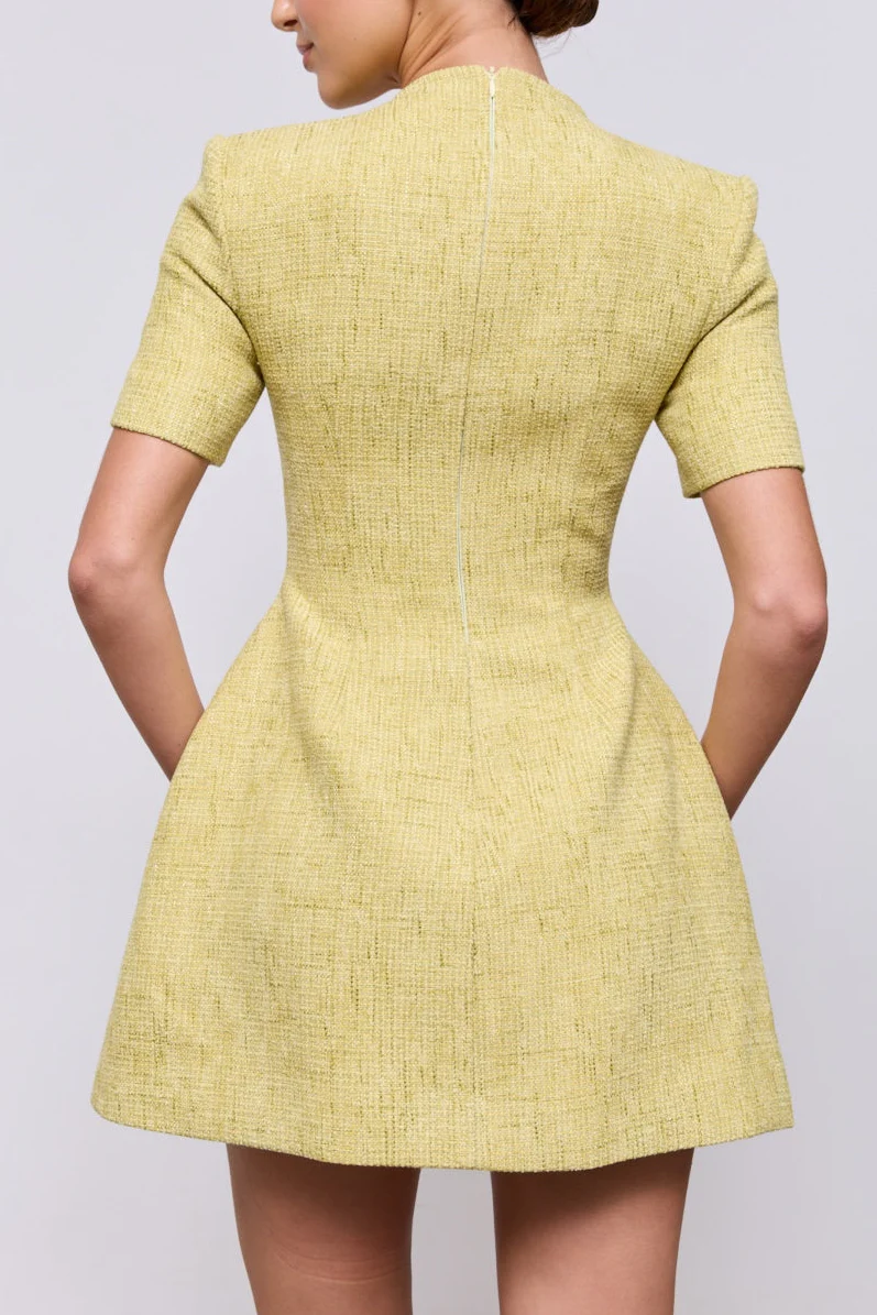 Cotton Mix Bouclé Button Dress