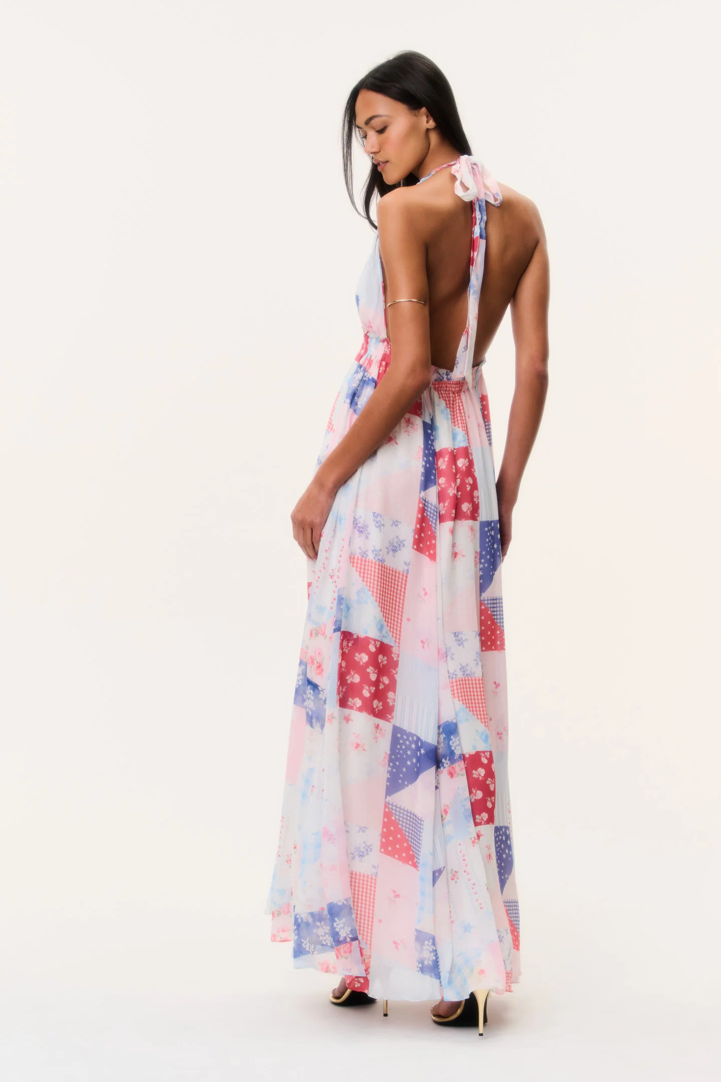 Fancy Patchwork Halter Maxi Dress