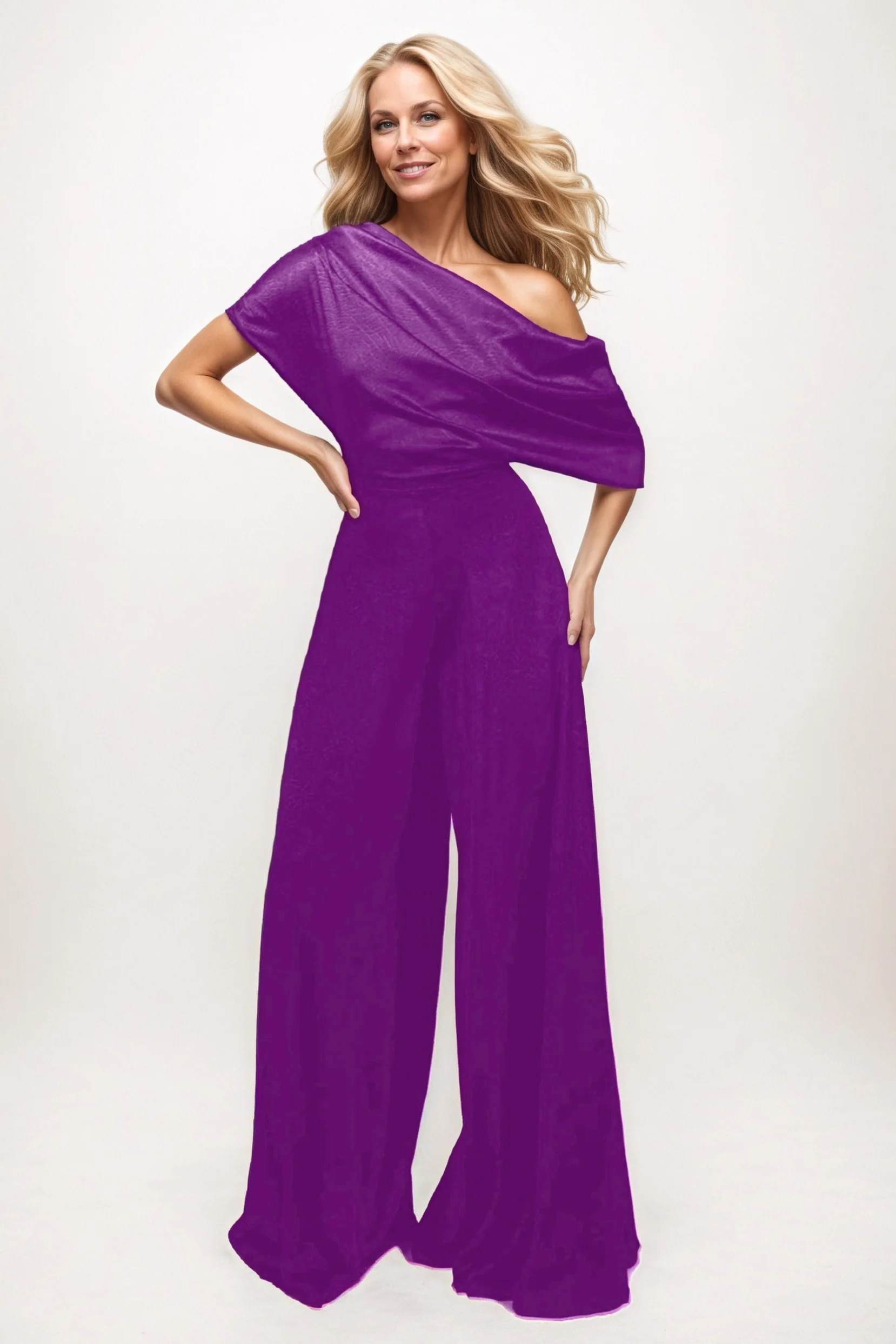 Jumpsuit Maxi Elastic Satin Chiffon Mother of the Bride Dresses CM0391