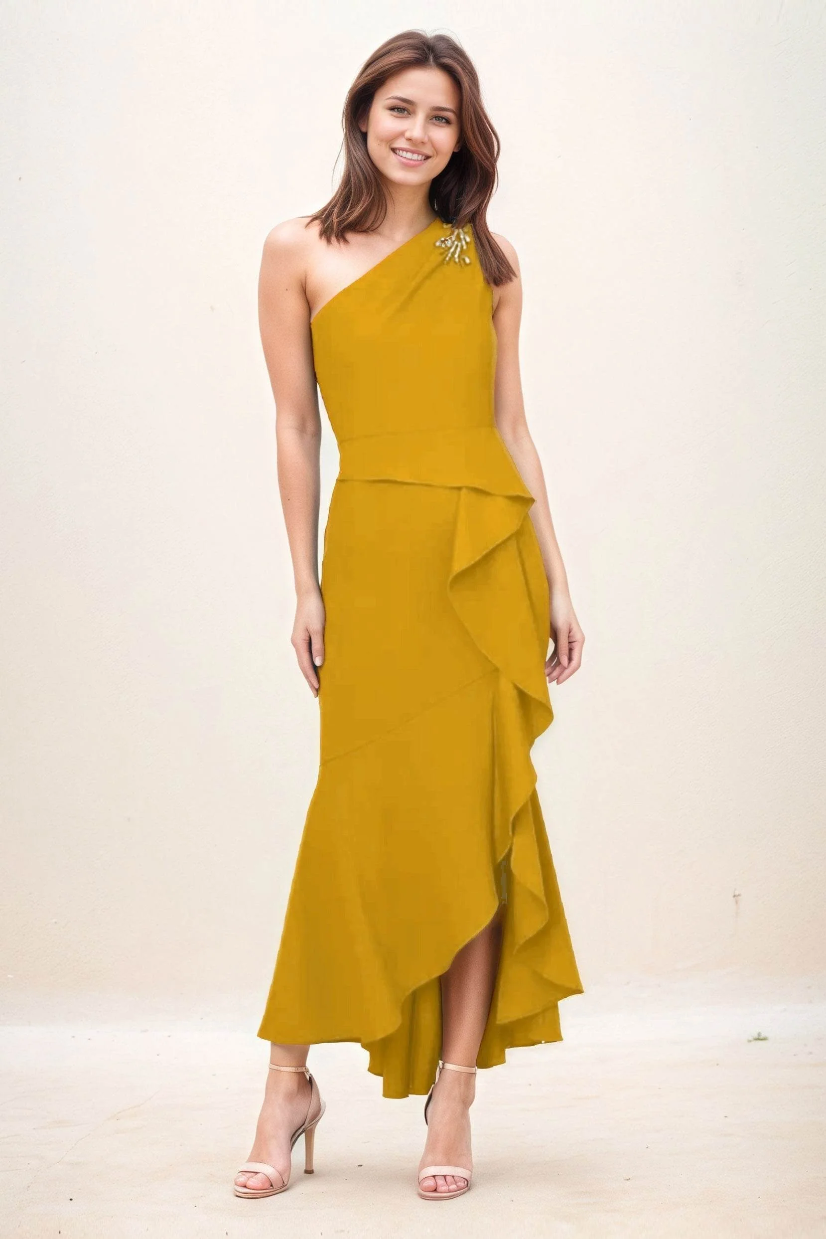 Sheath-Column Maxi Elastic Cloth Wedding Guest Dress CG0274