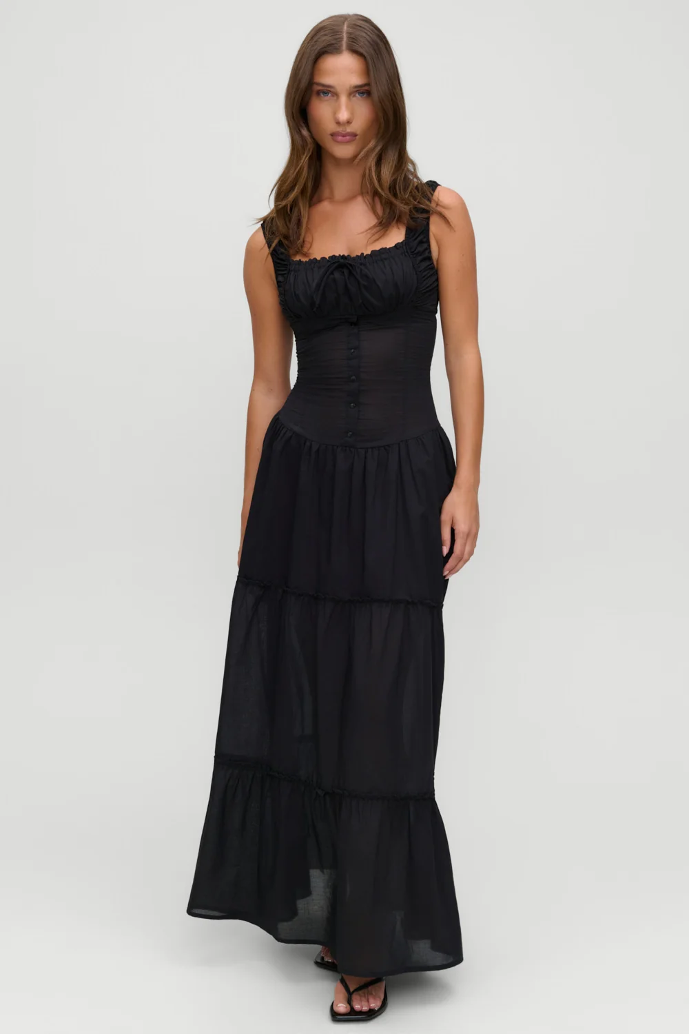 Christabelle Ruffle Maxi Dress - Black