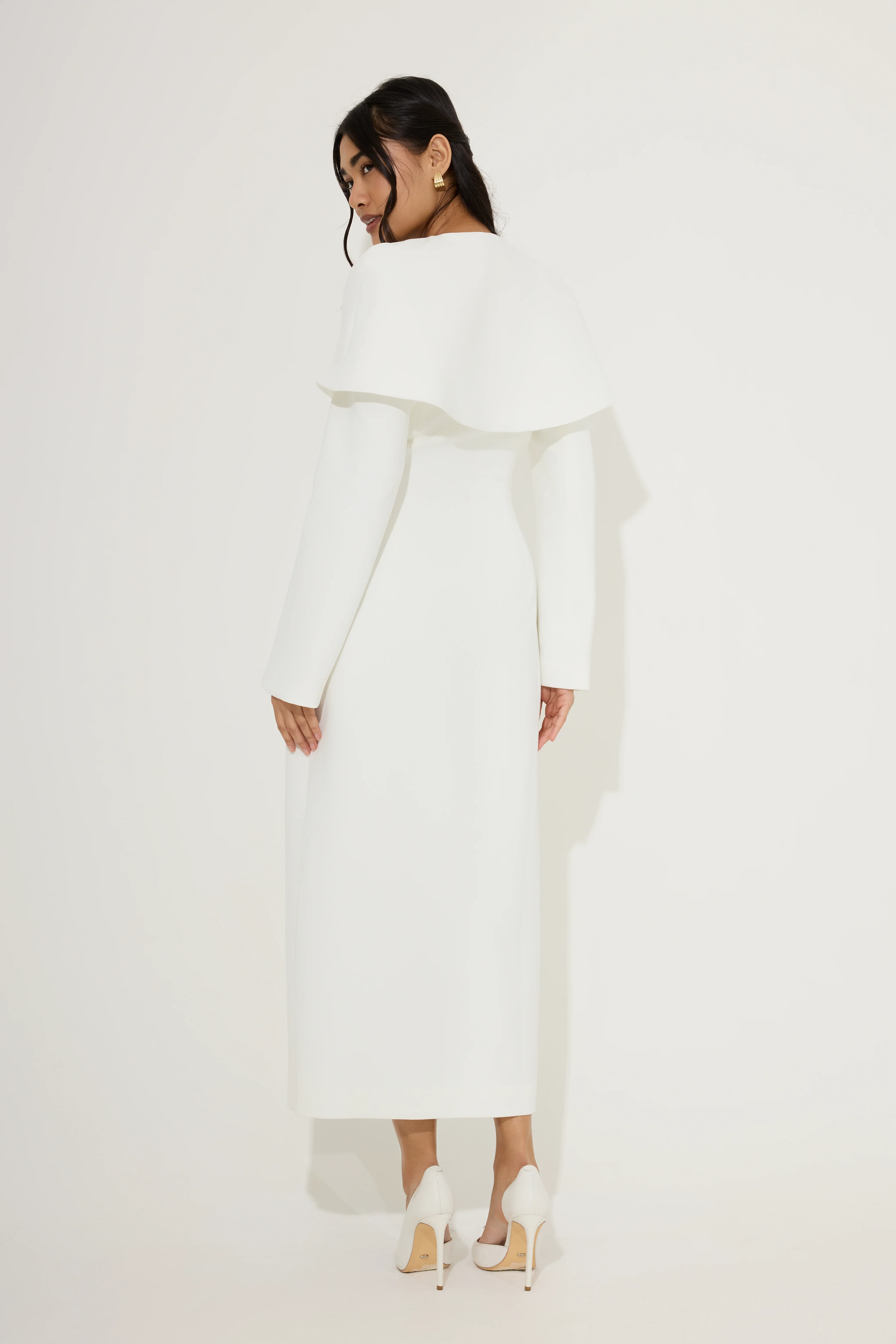 Statement Collar Midi Dress