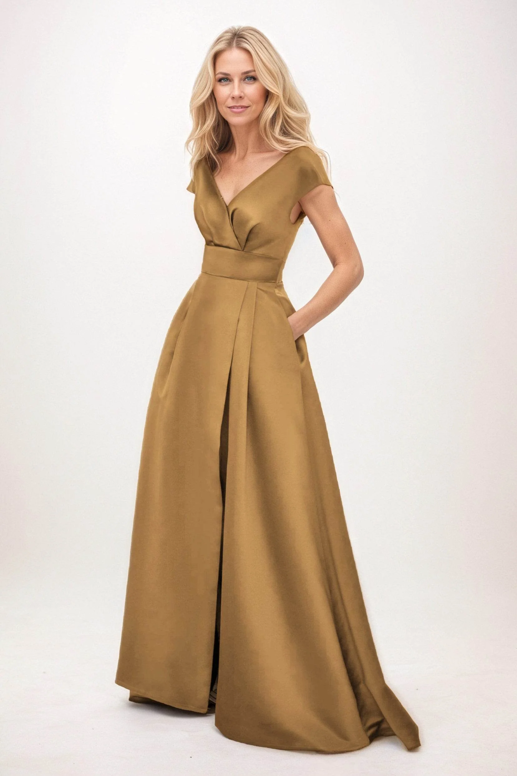 A-Line Maxi Satin Mother of the Bride Dresses CM0408