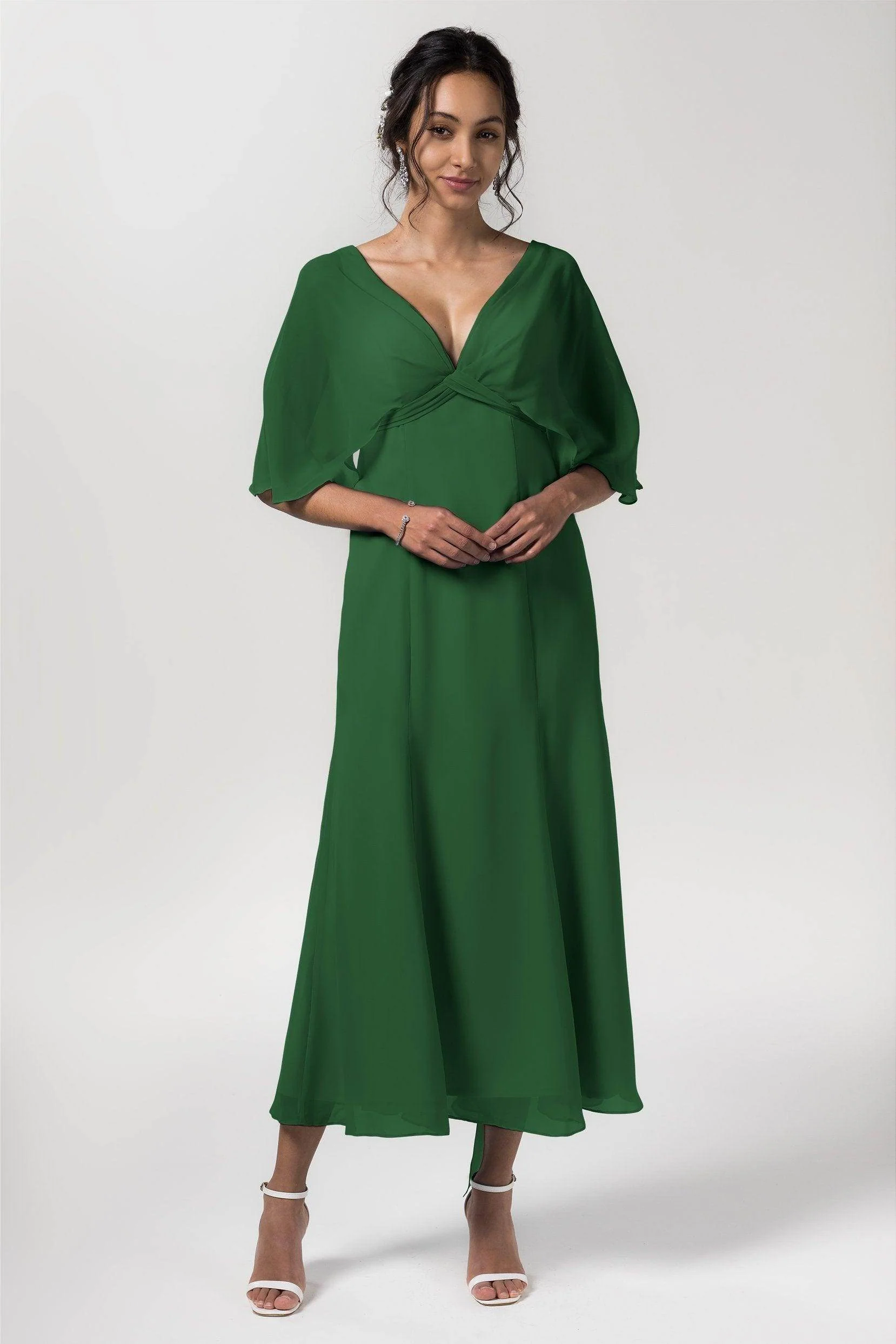 A-Line Tea Length Chiffon Bridesmaid Dress CB0553