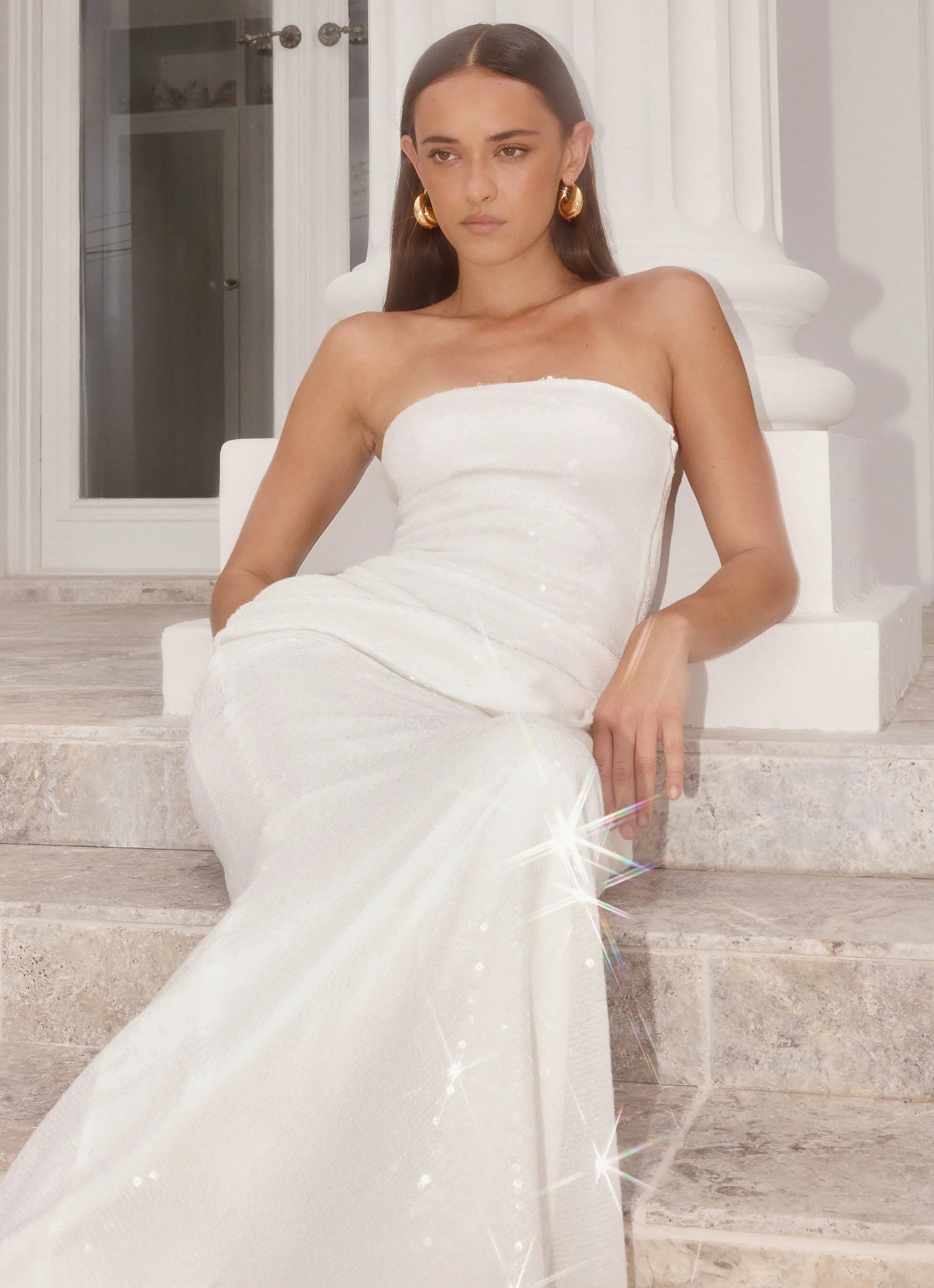 Anticipating Sequin Maxi Dress - White - luluinthesky