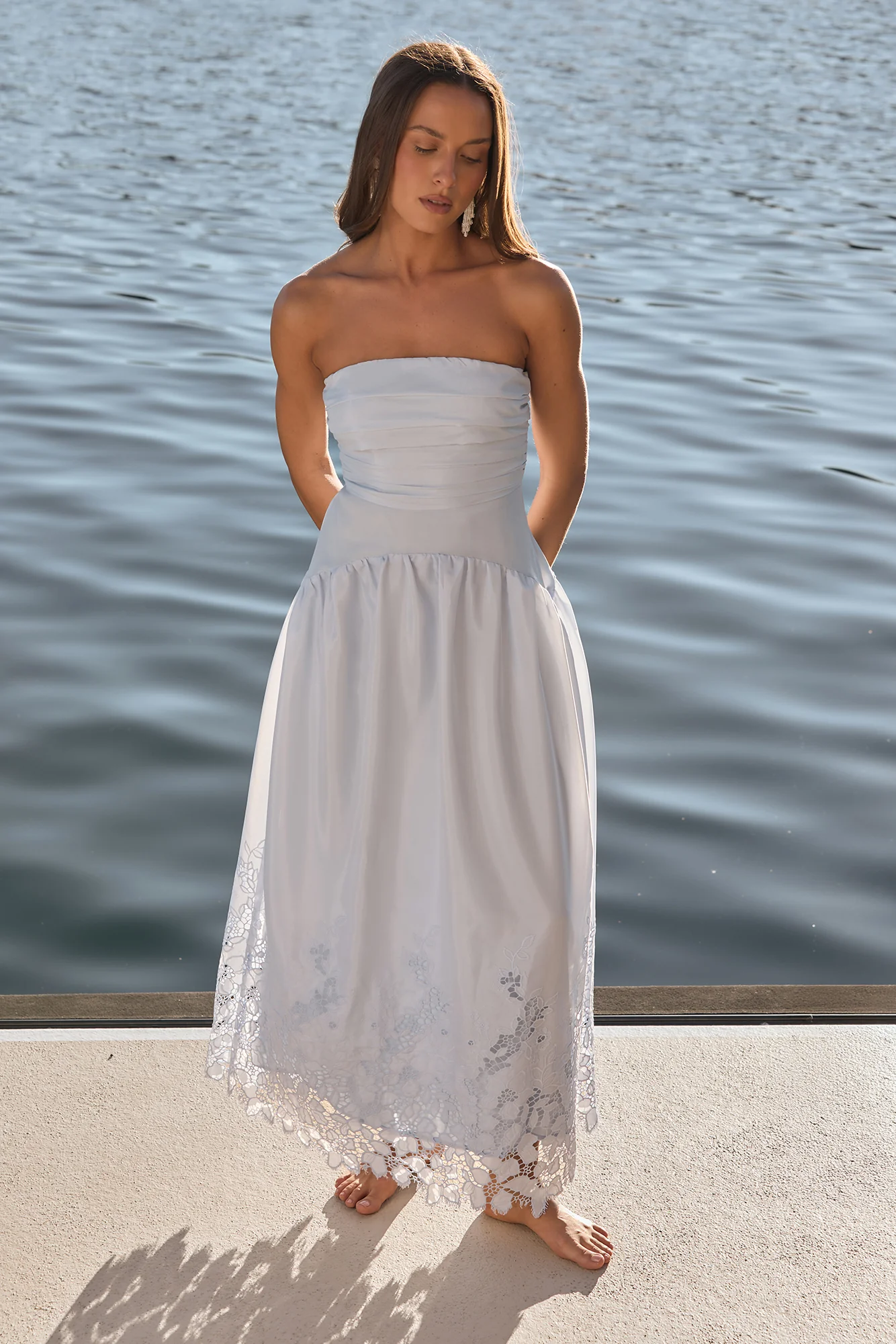 Delicate Dreams Strapless Maxi Dress Light Blue - luluinthesky