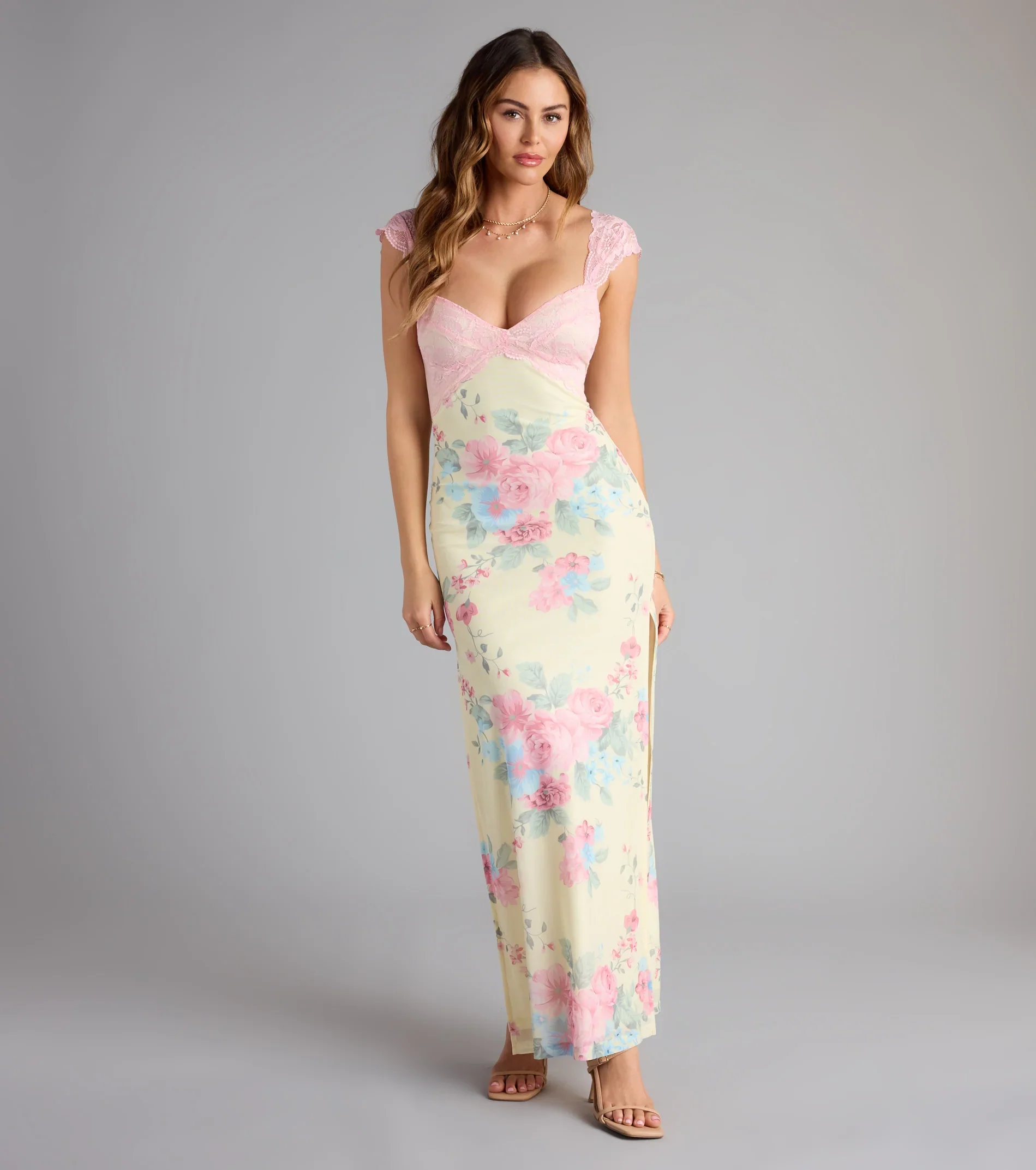 Garden Party Chic Lace Floral Maxi Dress