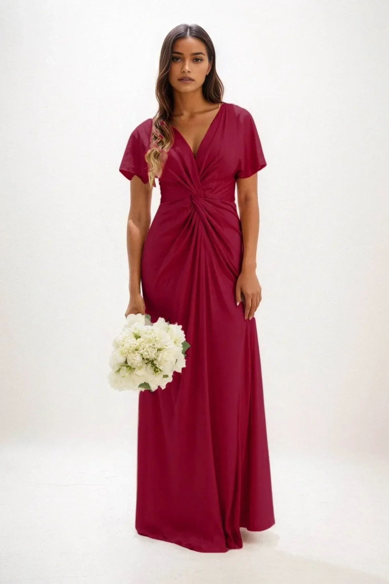A-Line Maxi Luxe Satin Bridesmaid Dress CB0838