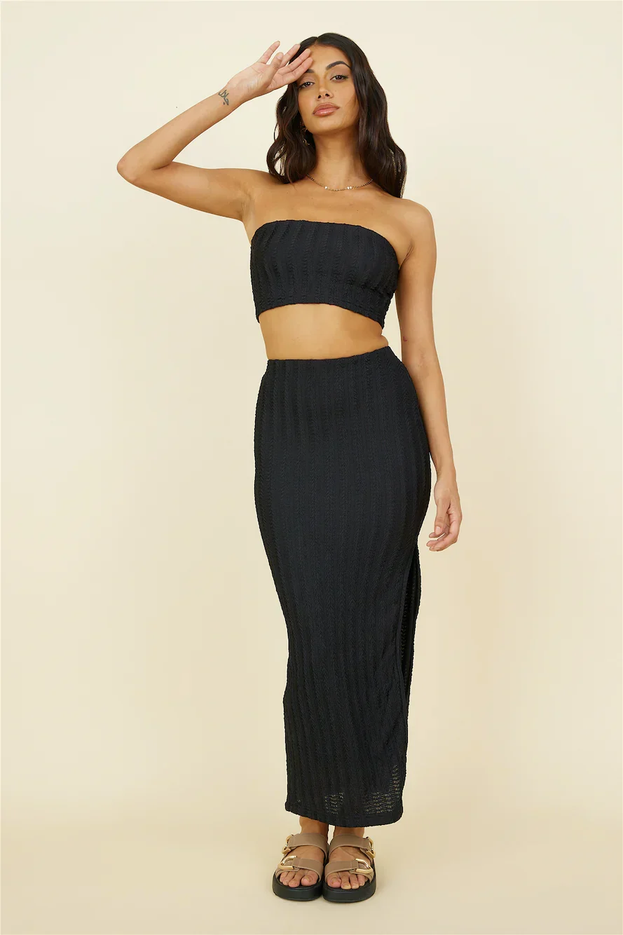 Poolside Adventure Maxi Skirt Black
