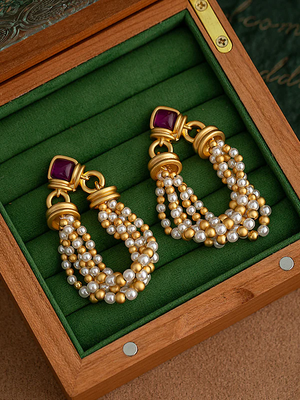 Geometric Tasseled Drop Earrings