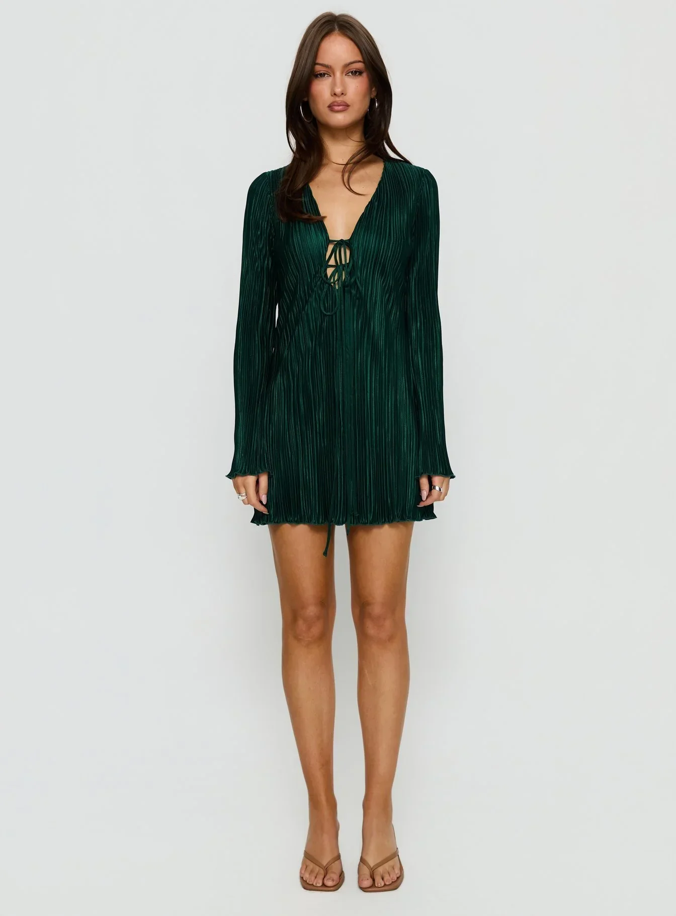 Malop Long Sleeve Mini Dress Emerald - luluinthesky