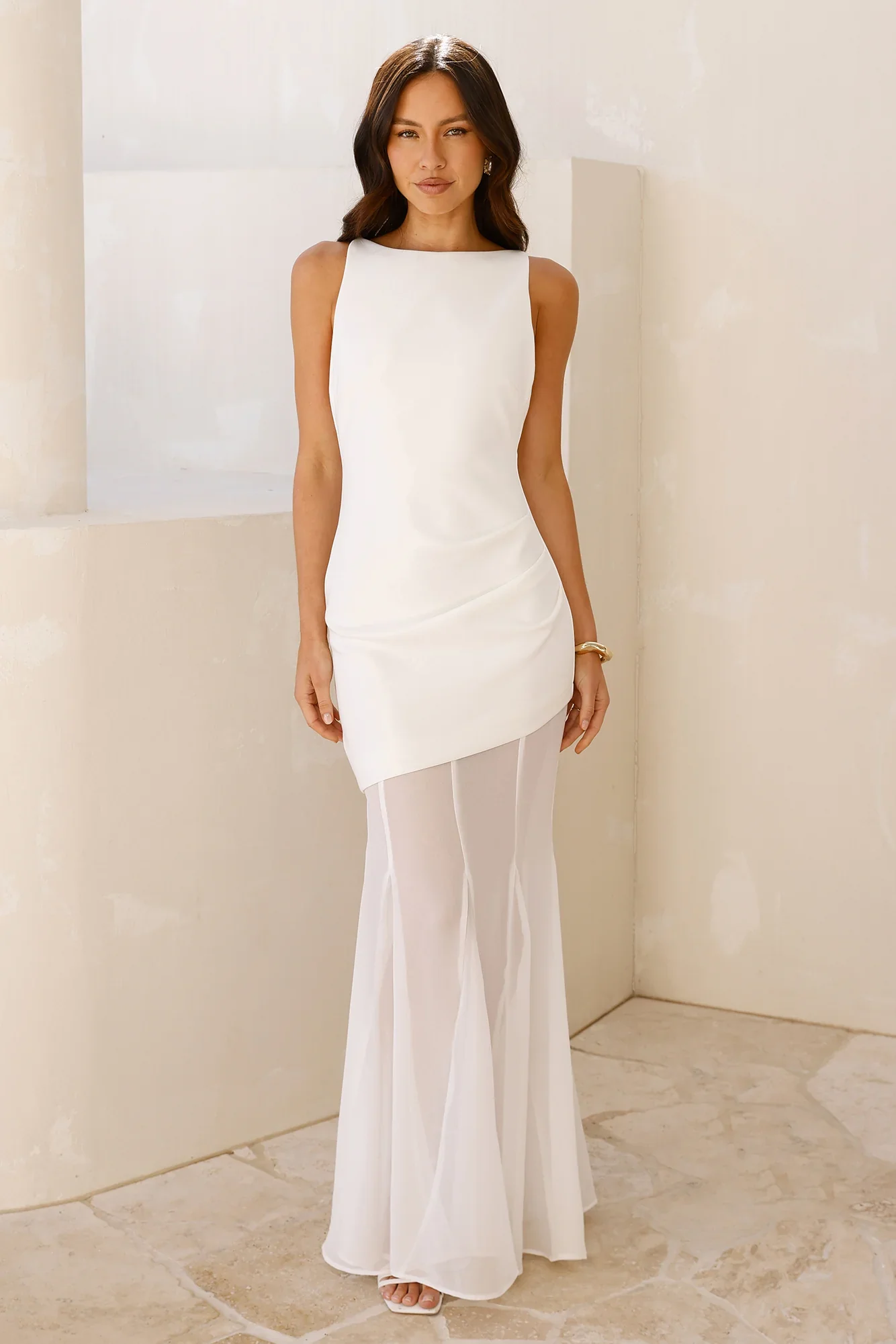 Modern Art Maxi Dress White - luluinthesky