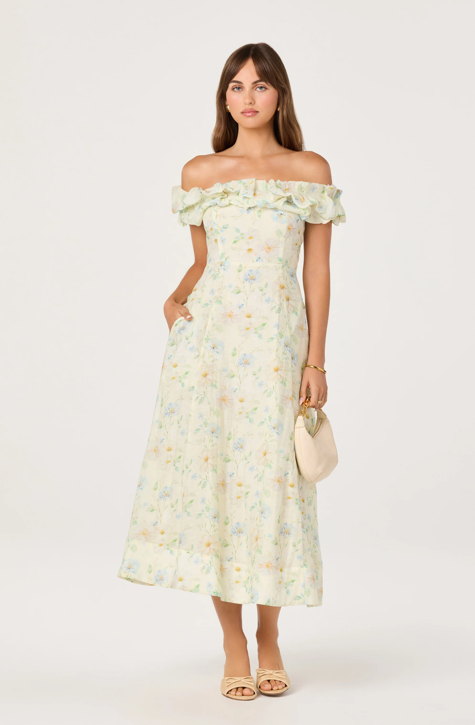 Alannah Off-Shoulder Floral Midi Dress