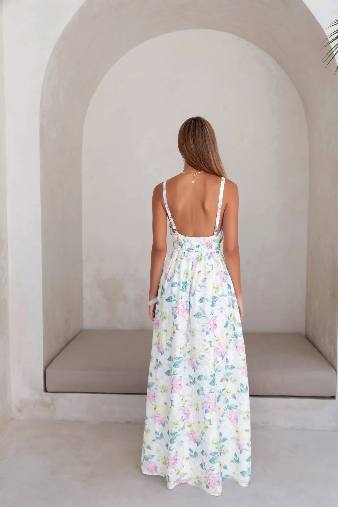 Peach Passion Maxi Dress White - luluinthesky
