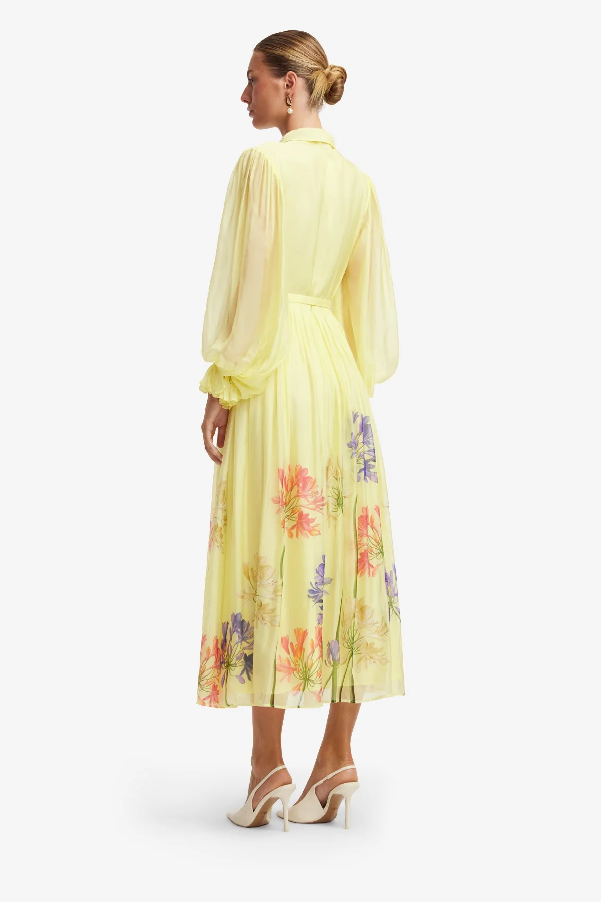Cassie Tie Neck Midi Dress - Agapanthus Print
