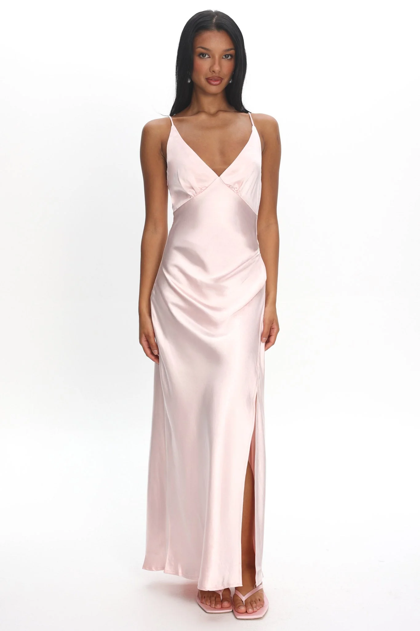 Marlie Side Pleat Maxi Dress Blush