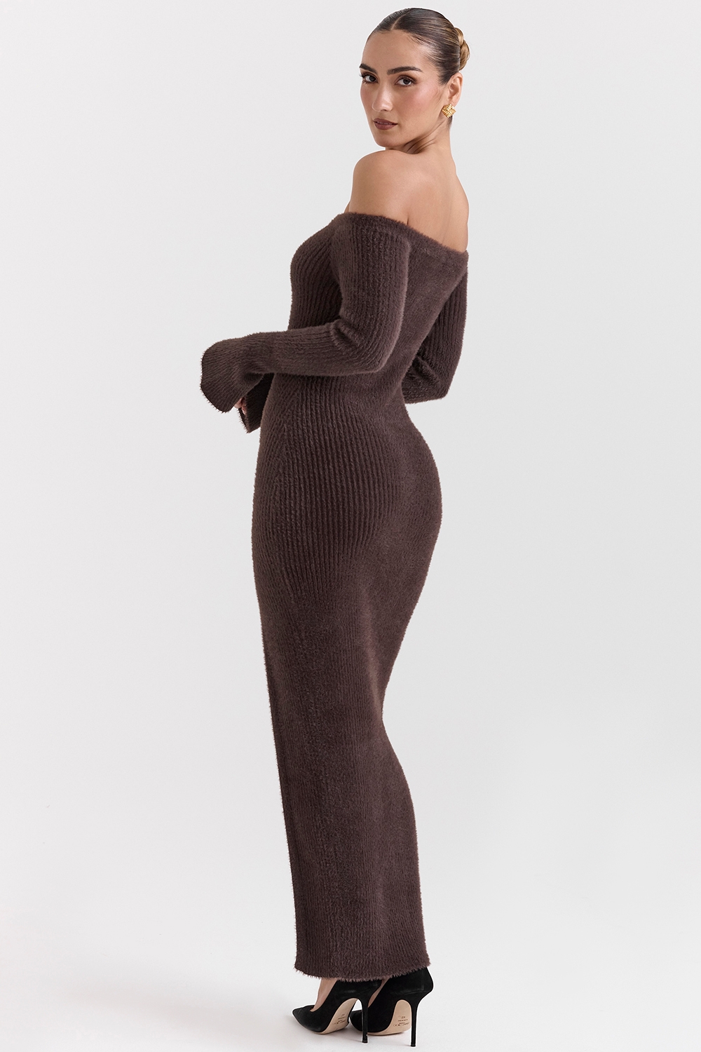 Espresso Knit Off Shoulder Dress