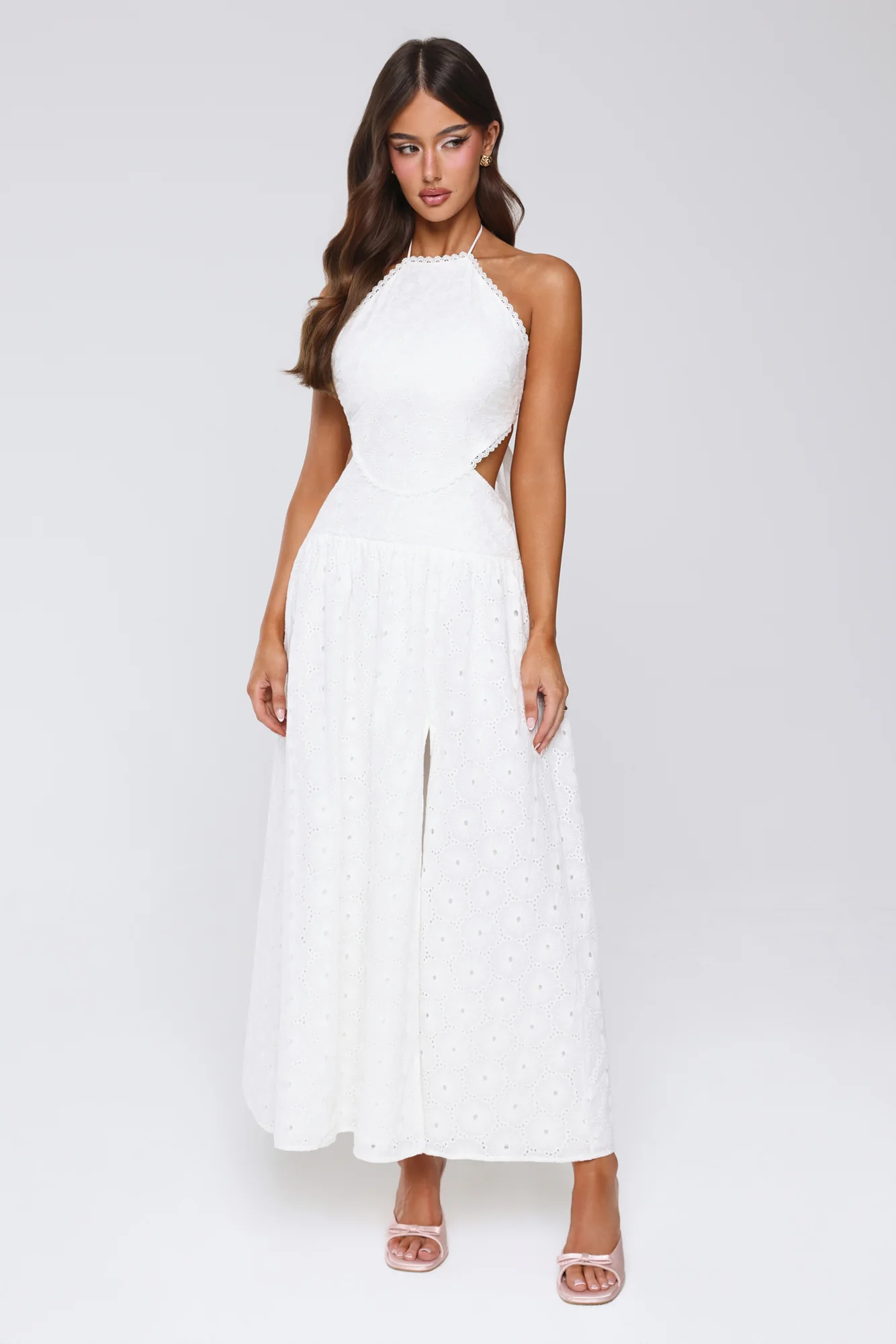 Soft Swoon Halter Maxi Dress Off White