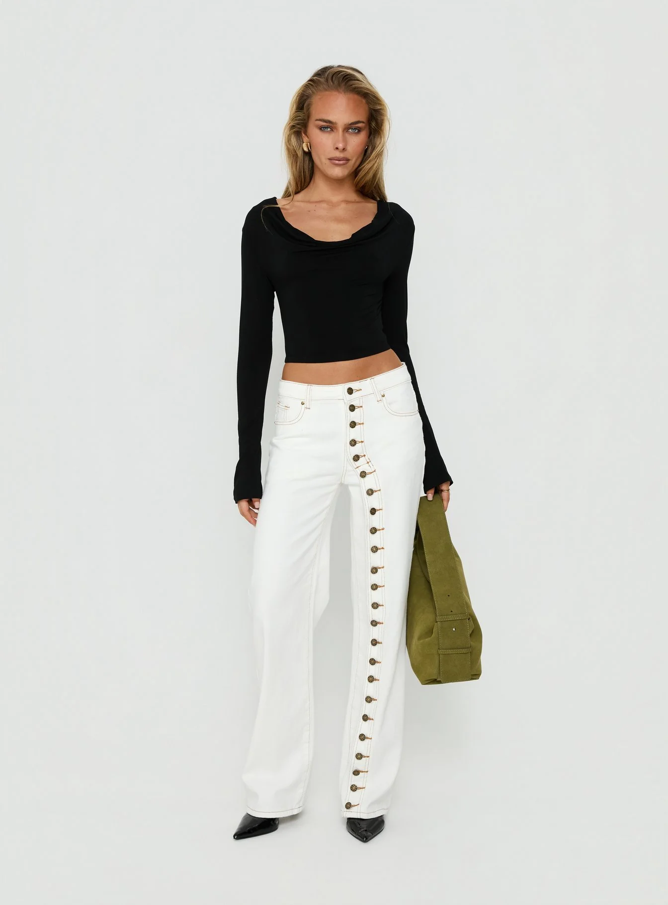 Penny Mid Rise Straight Leg Jeans White