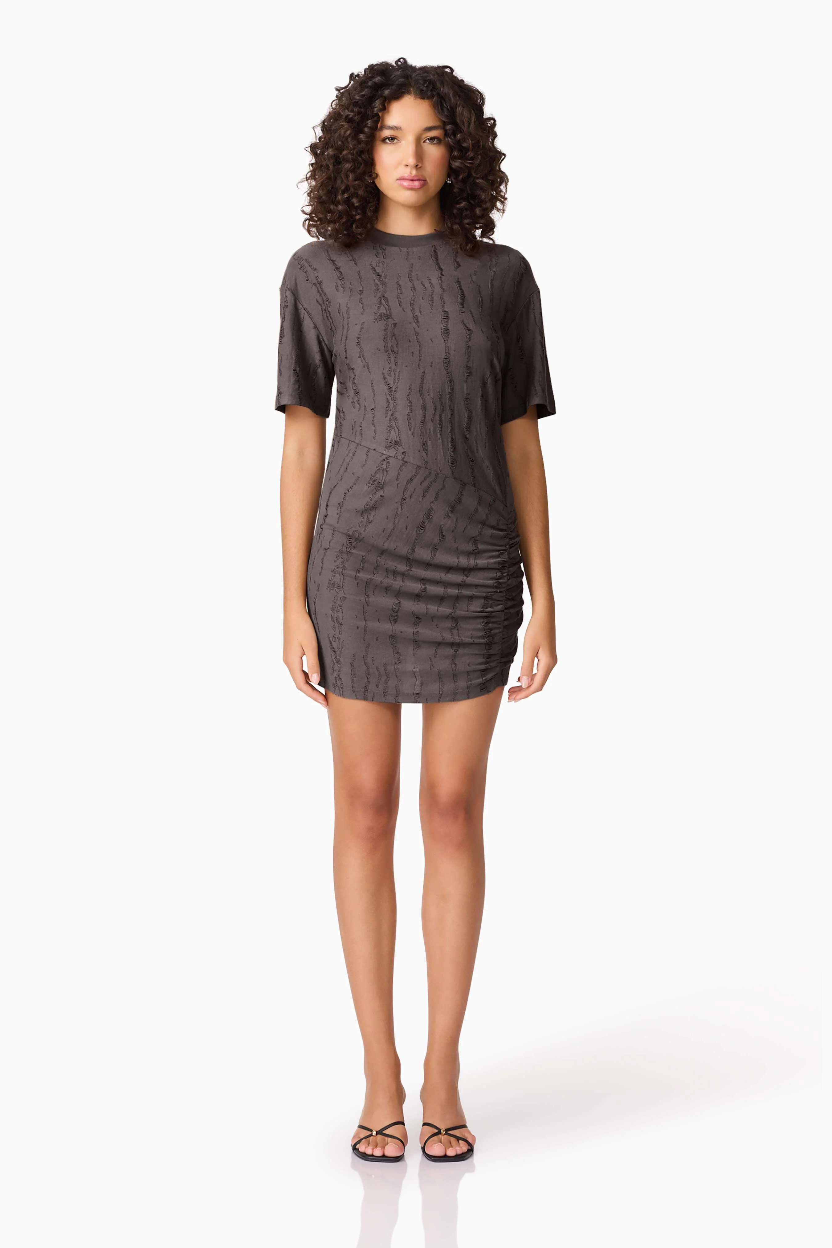 CURAAE Lavania Short Sleeve Mini Dress in Grey
