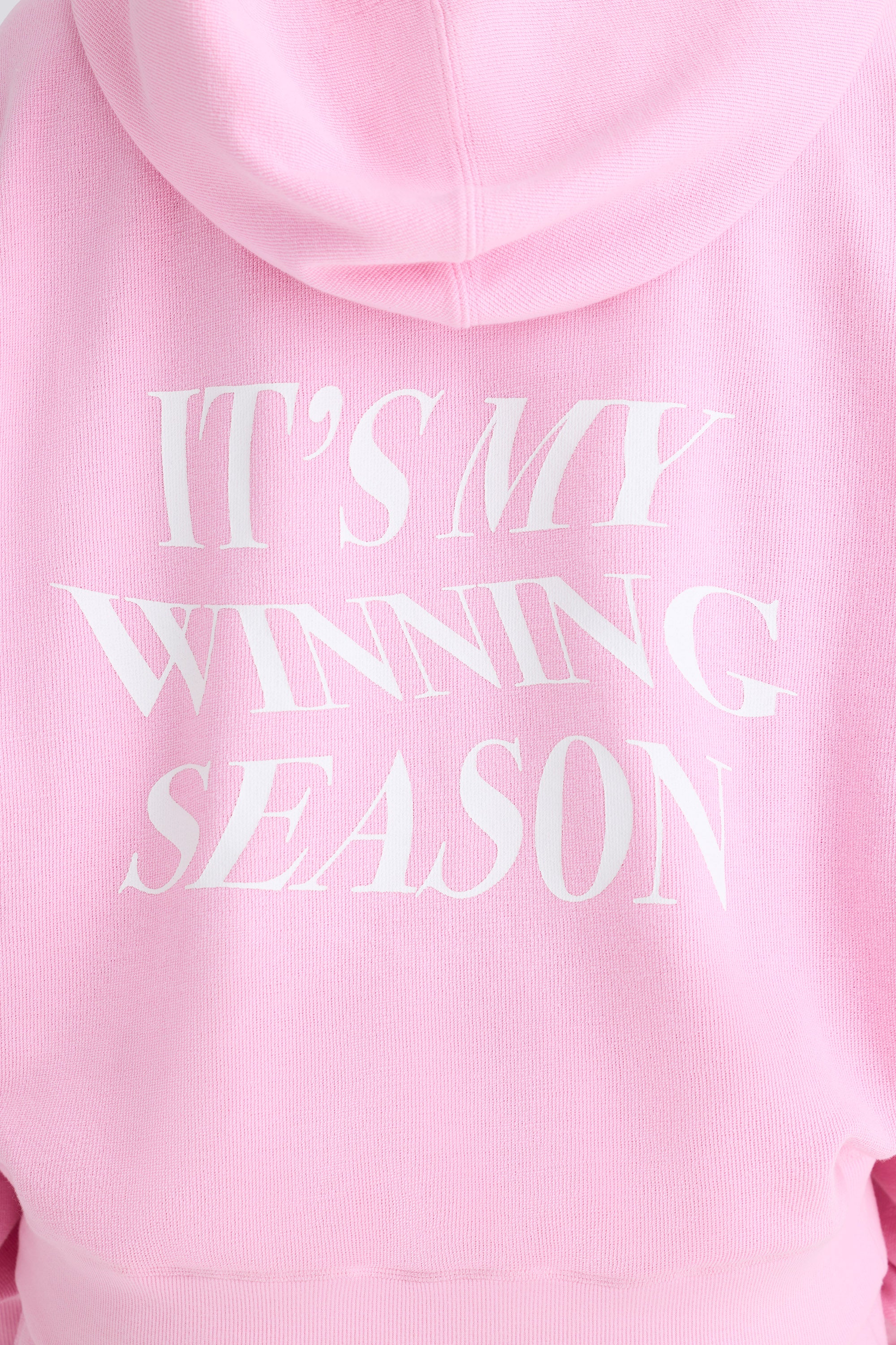 Textured Cotton Jersey Graphic Print Hoodie in Bubblegum Pink