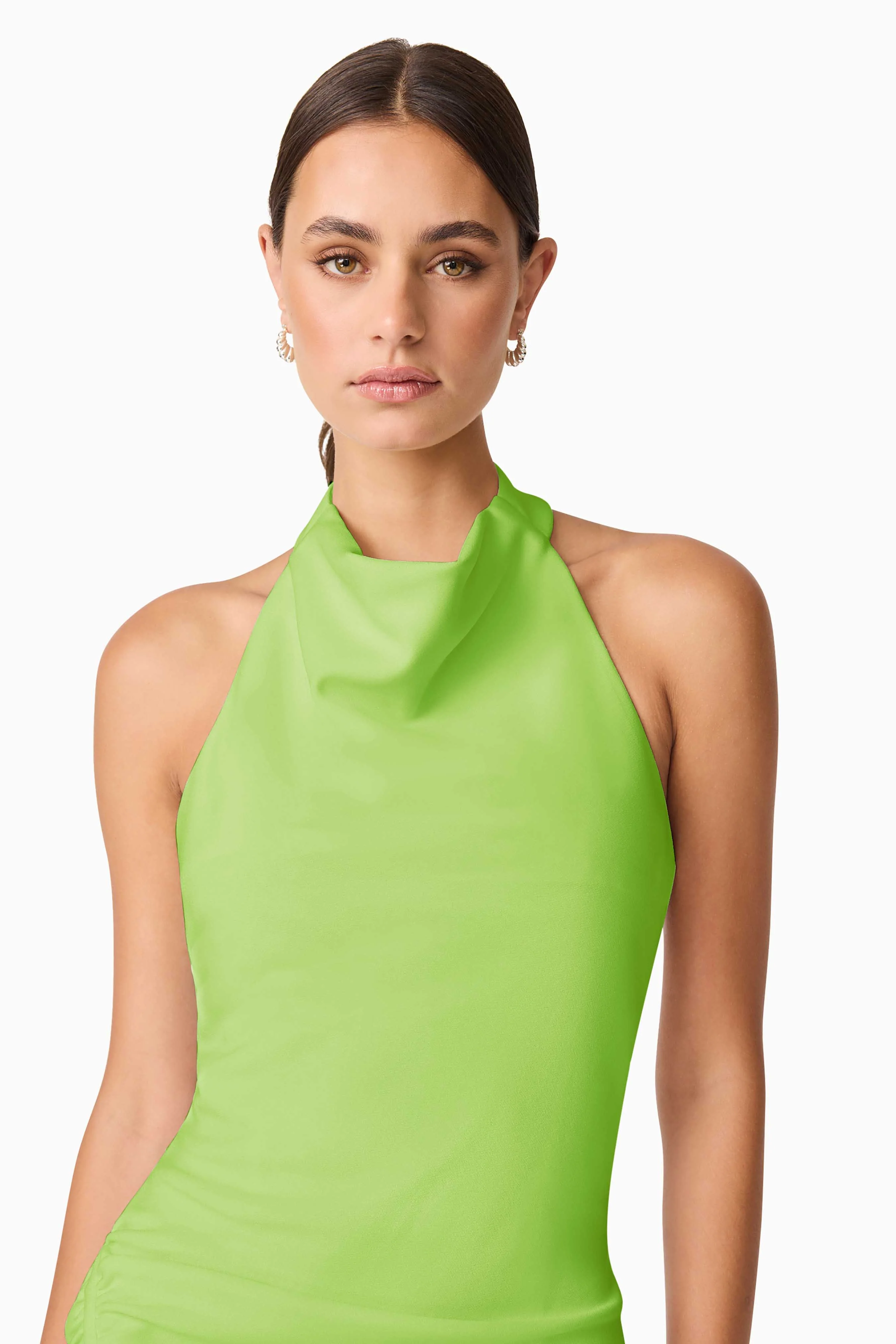 Nerissa Cowl Neck Maxi Dress in Green