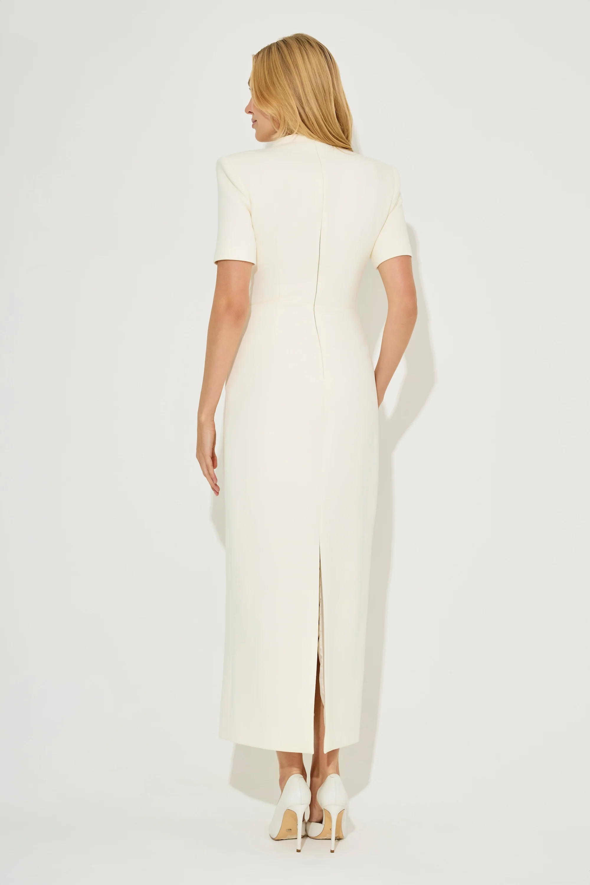 Cotton Mix Button Midi Dress