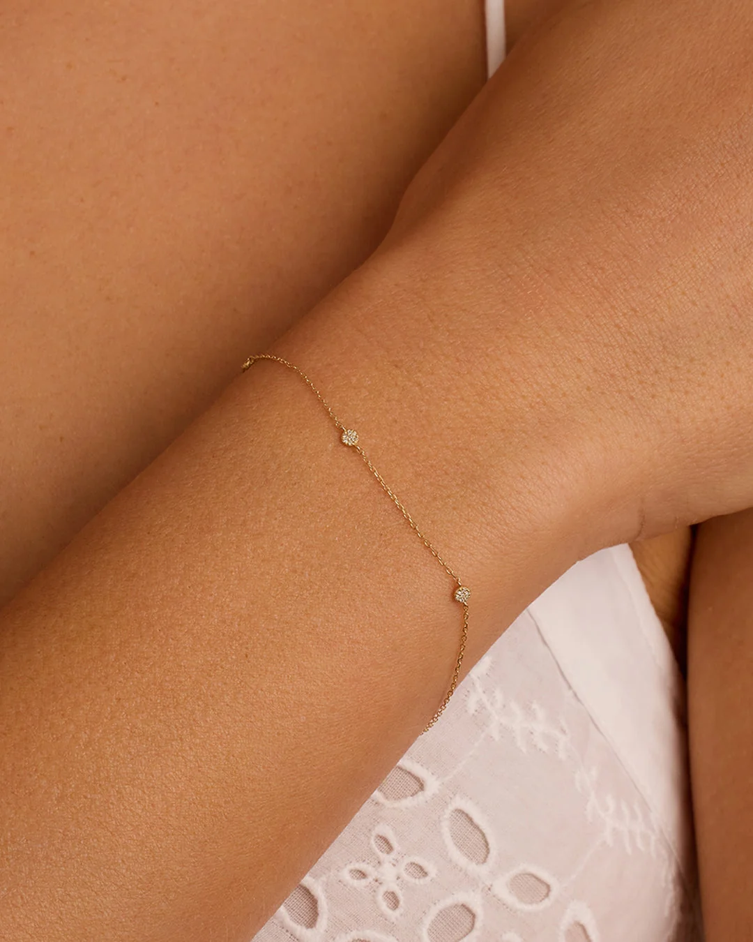 14K Diamond Pave Dot Bracelet