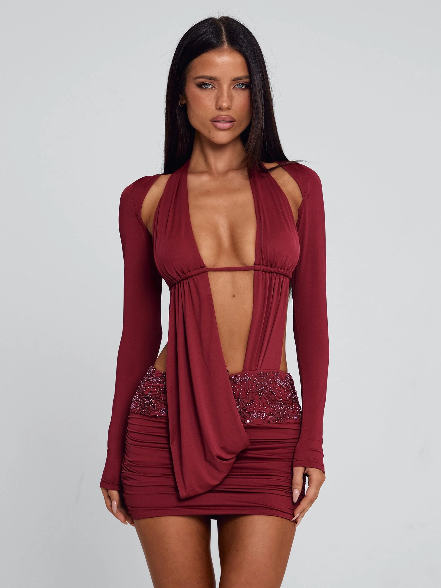 Venari-Mini-Dress-Burgundy - luluinthesky