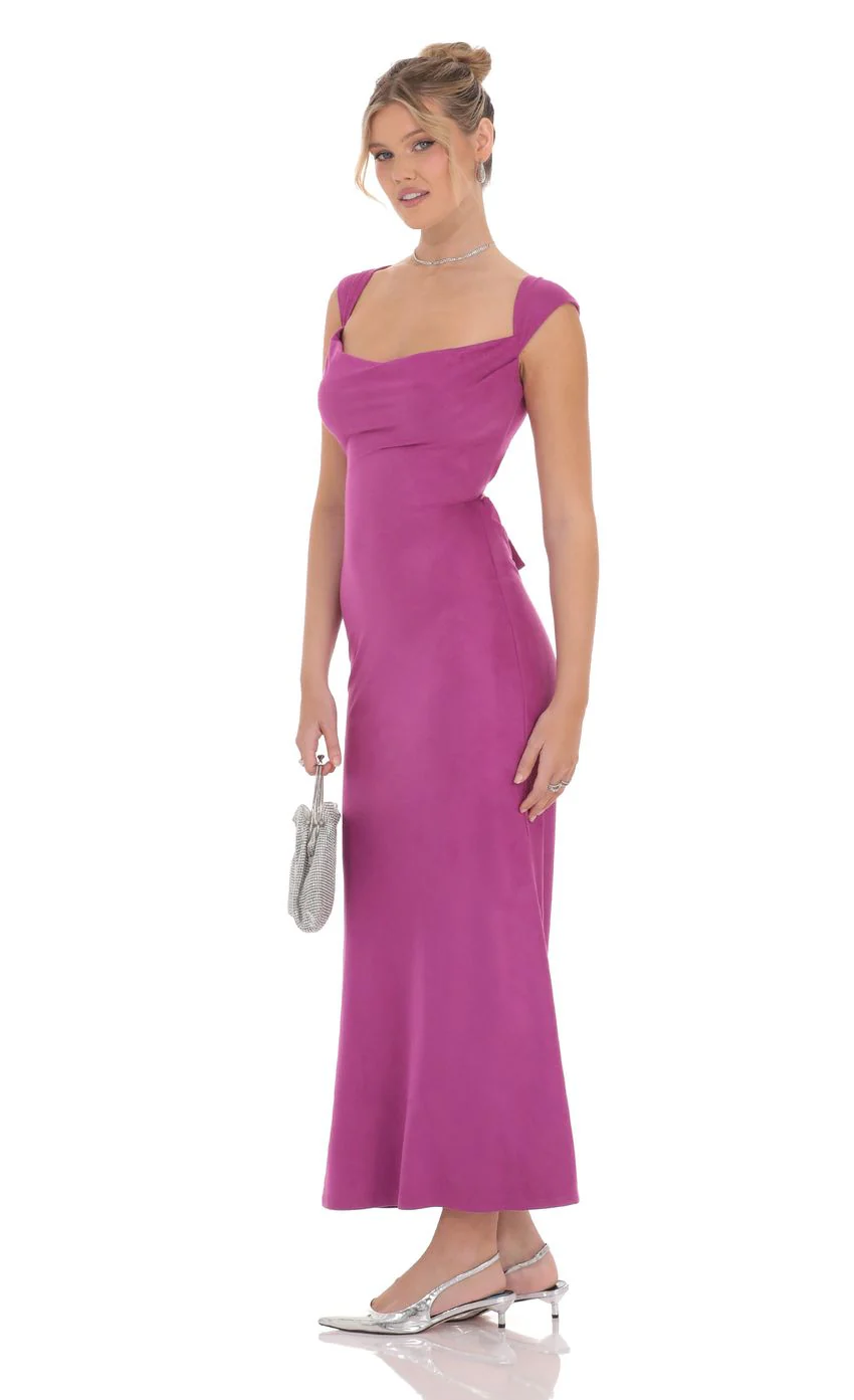 Suede Strappy Maxi Dress in Magenta - luluinthesky