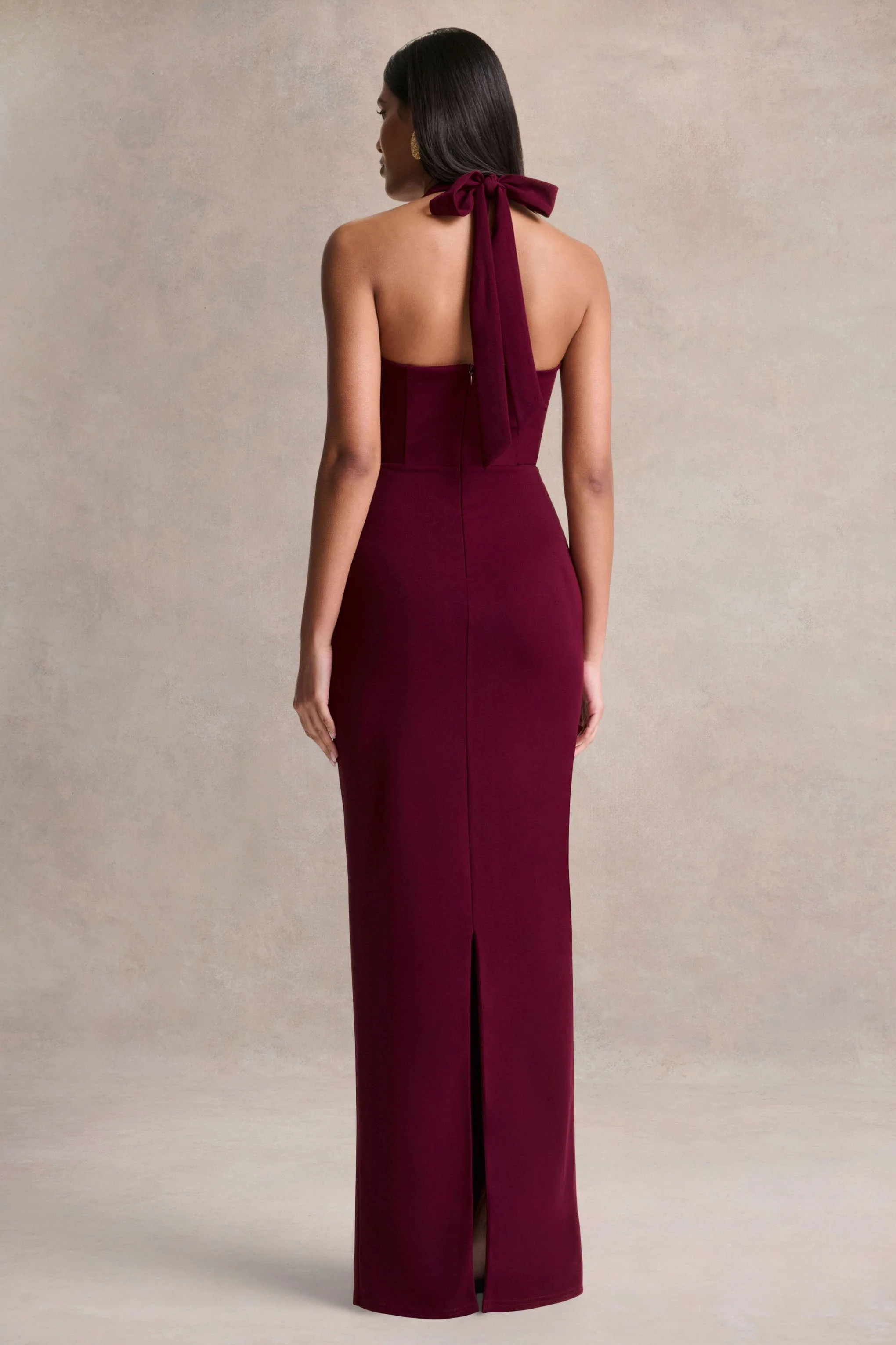 Robyn | Burgundy Sweetheart-Neck Maxi Dress