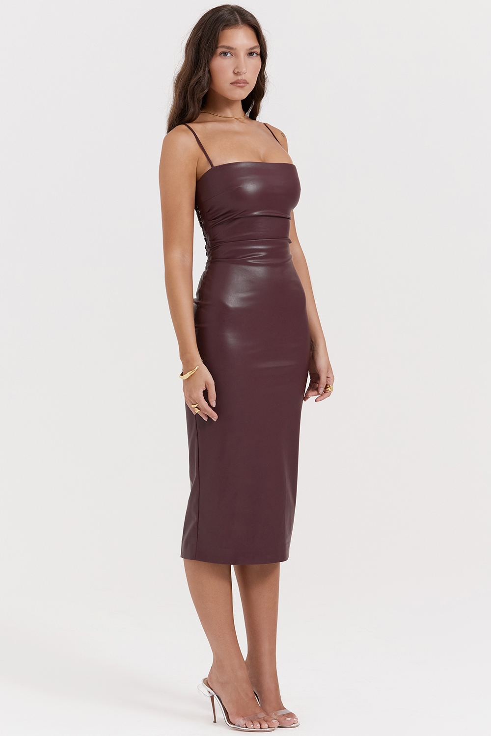 Mulberry Vegan Leather Lace Back Dress