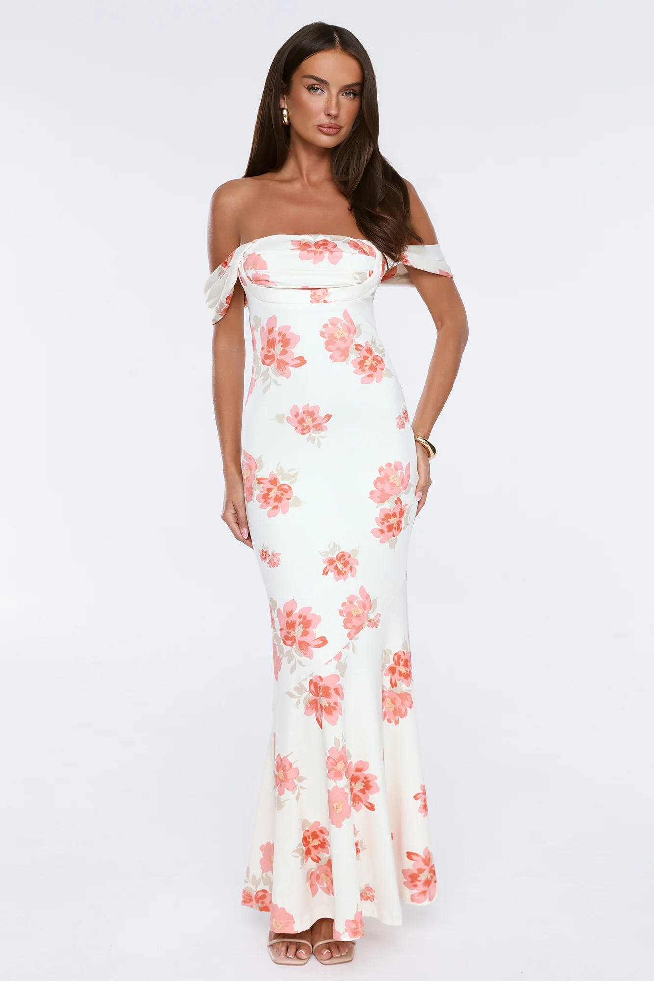 Garden Luxe Off Shoulder Maxi Dress White