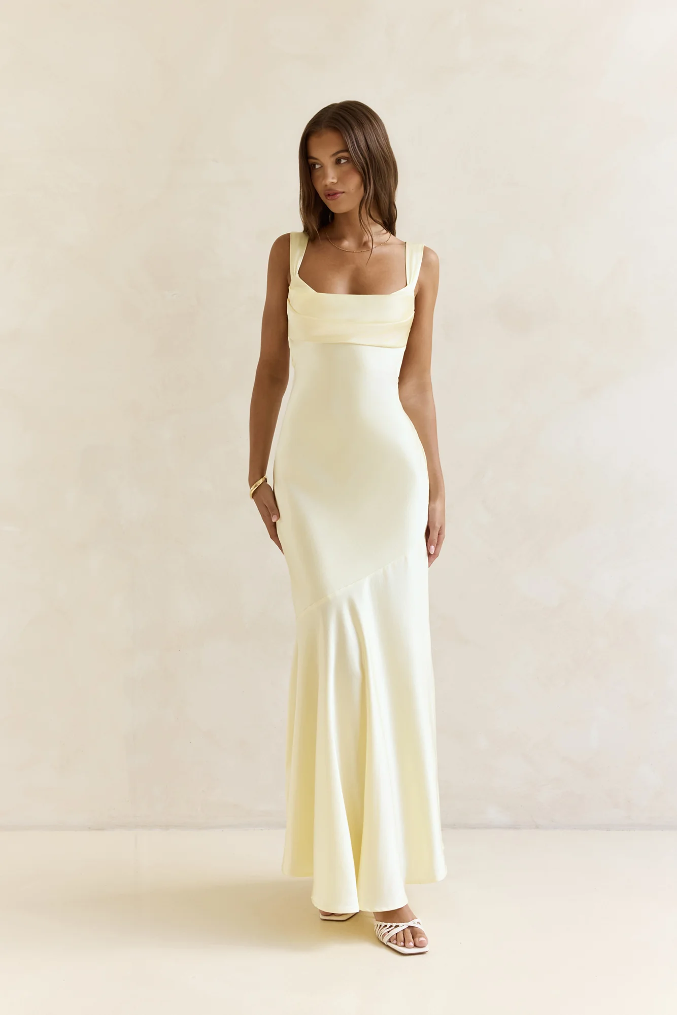 Wish From An Angel Satin Maxi Dress Yellow - luluinthesky