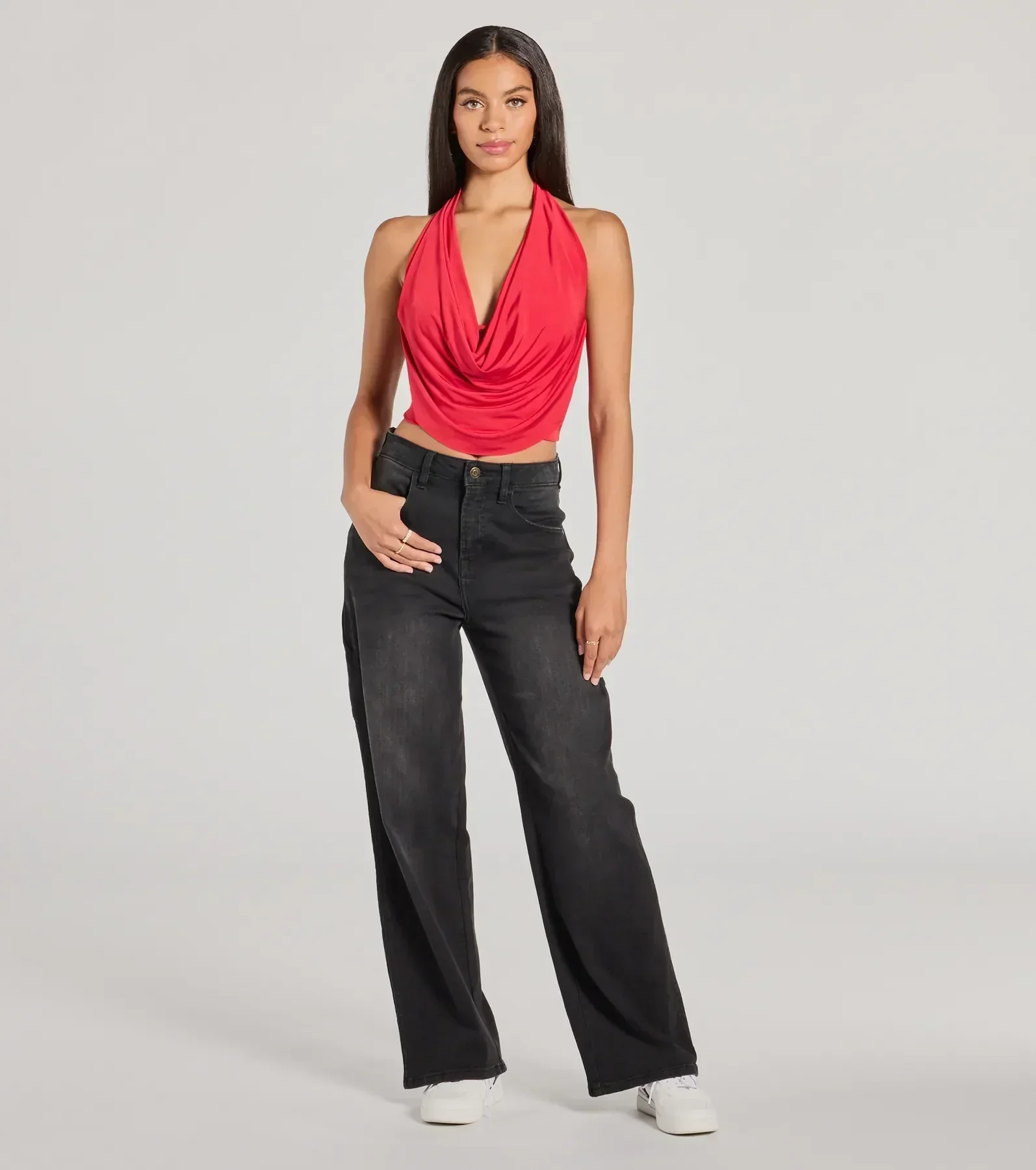 Take The Plunge Sleeveless Halter Crop Top - luluinthesky