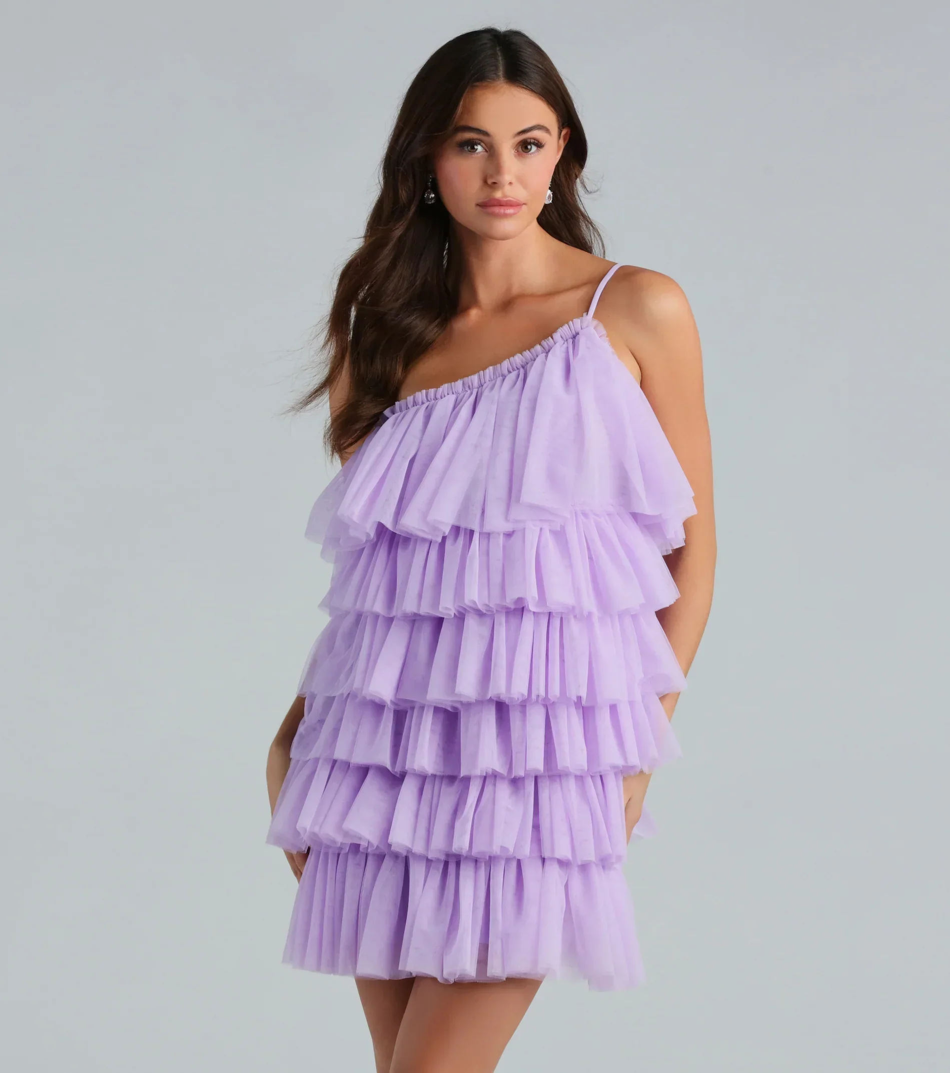 Sawyer Tulle One Shoulder A-Line Short Dress
